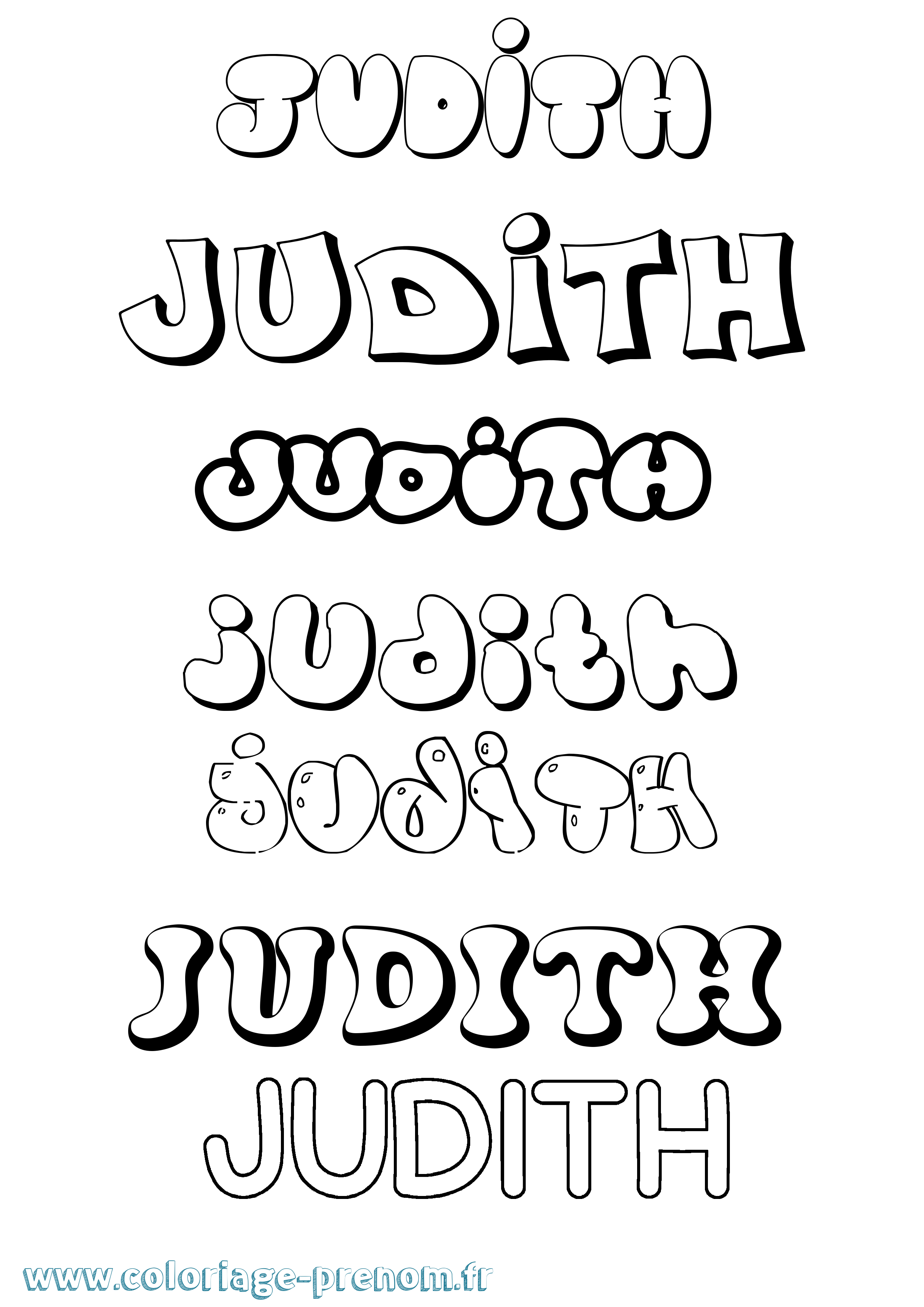Coloriage prénom Judith Bubble