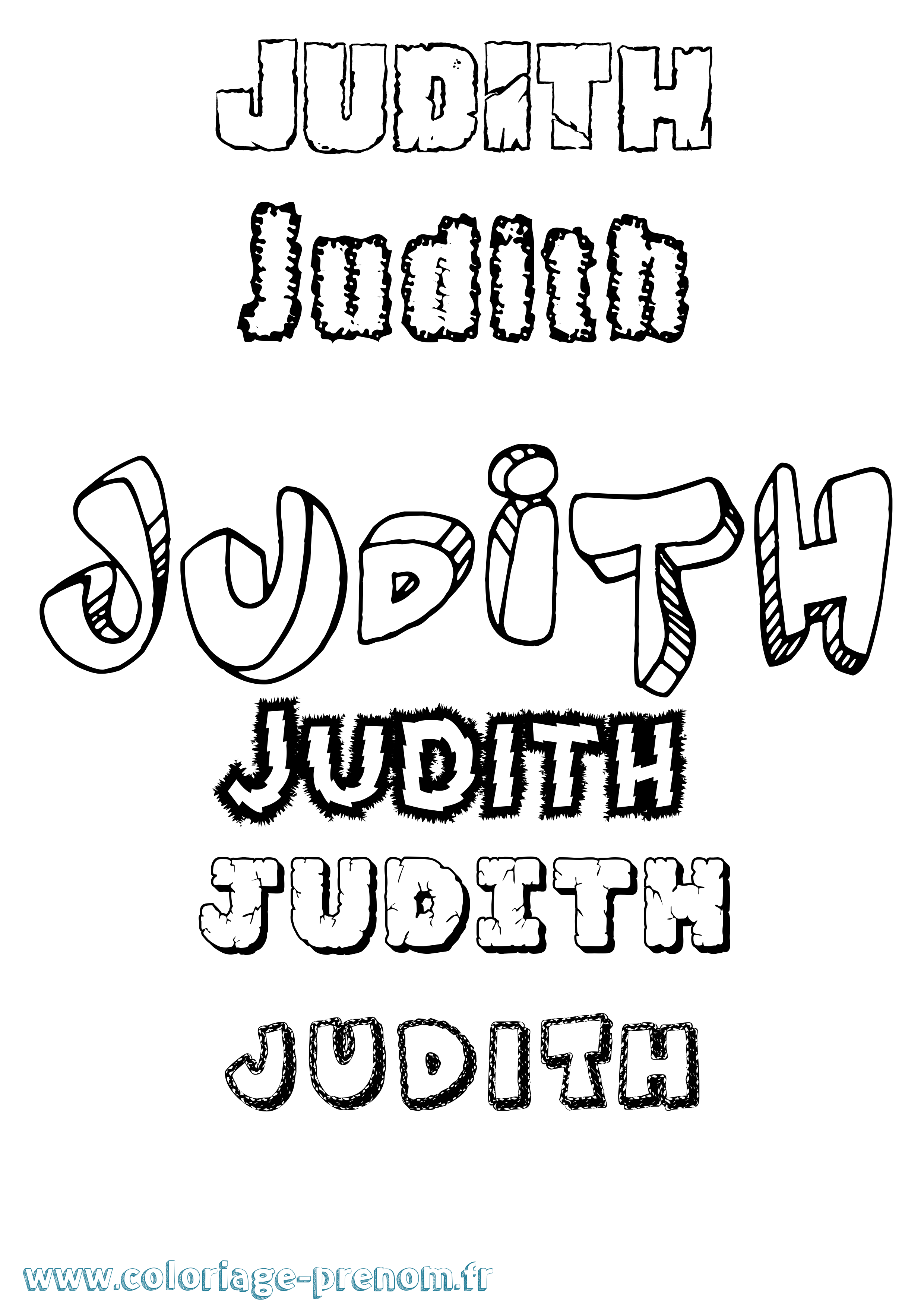 Coloriage prénom Judith Destructuré