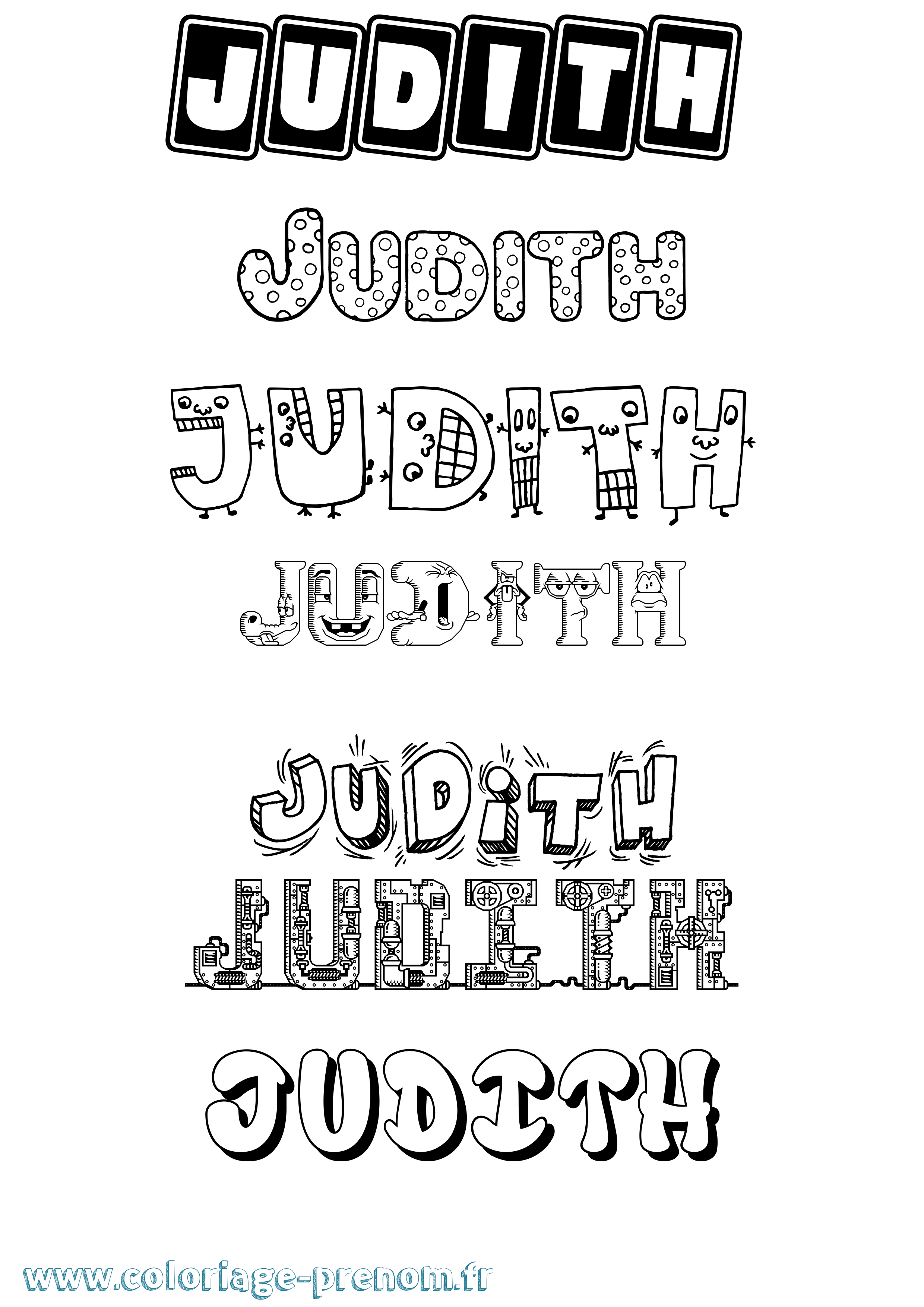 Coloriage prénom Judith Fun