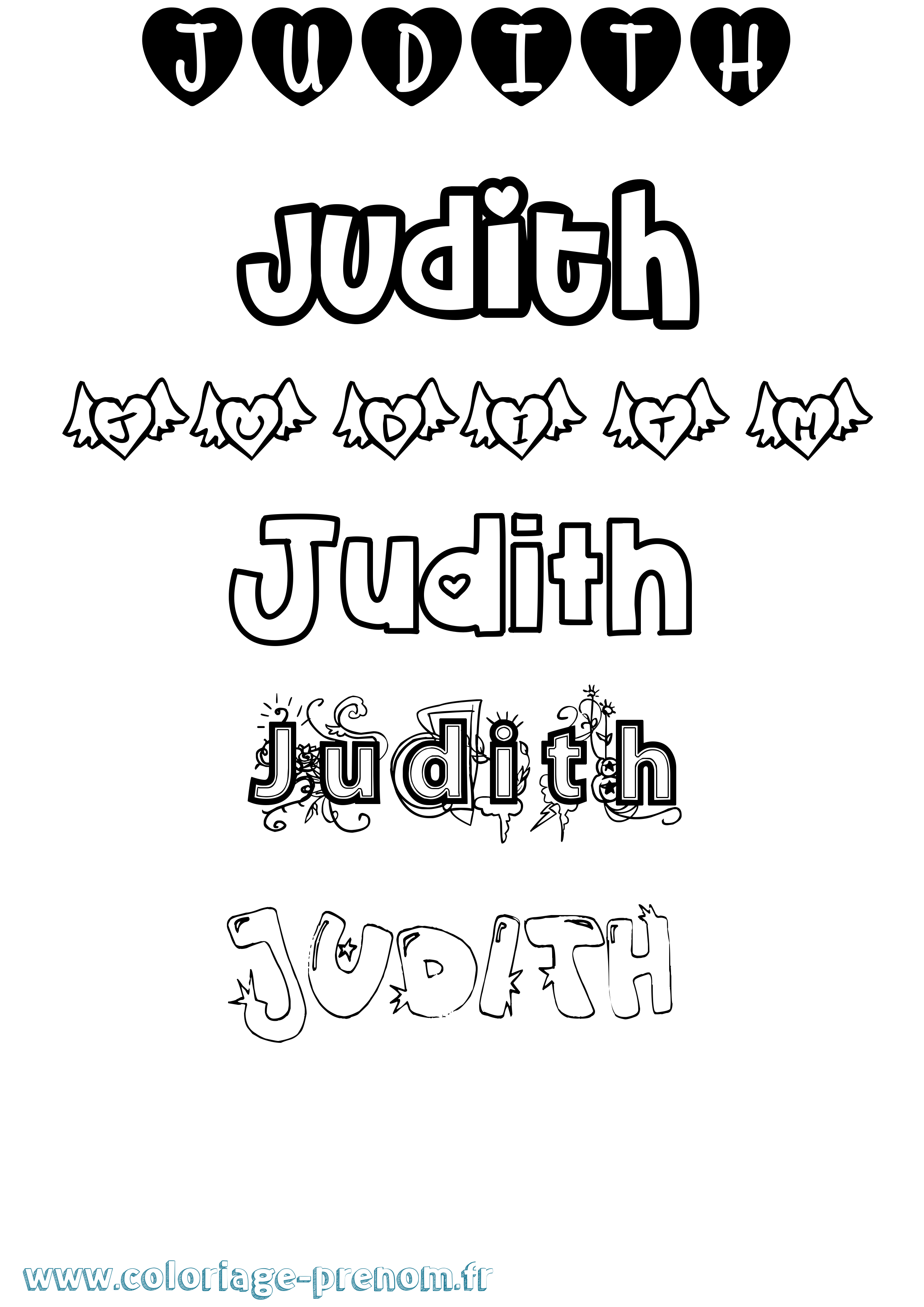 Coloriage prénom Judith Girly