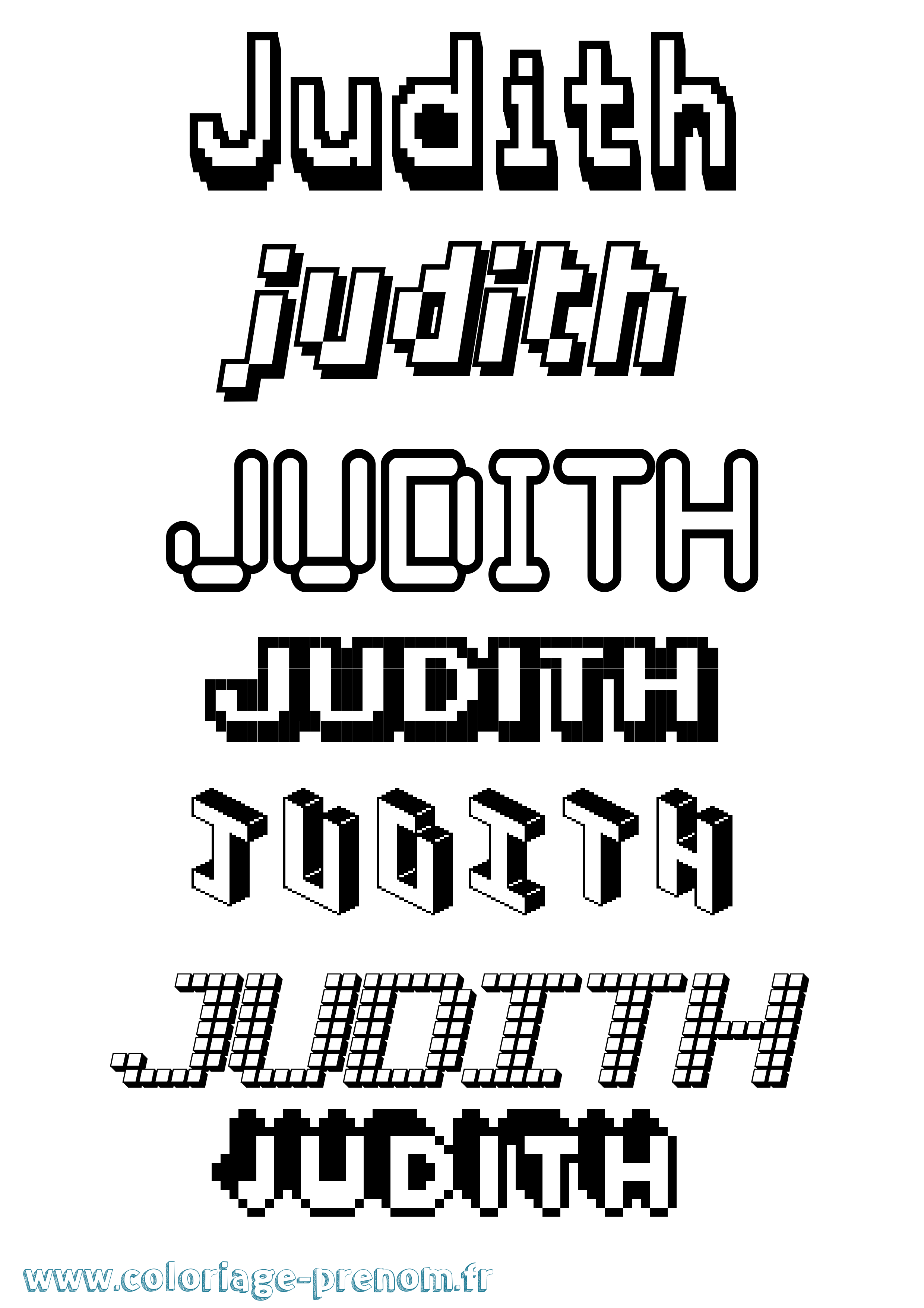 Coloriage prénom Judith Pixel