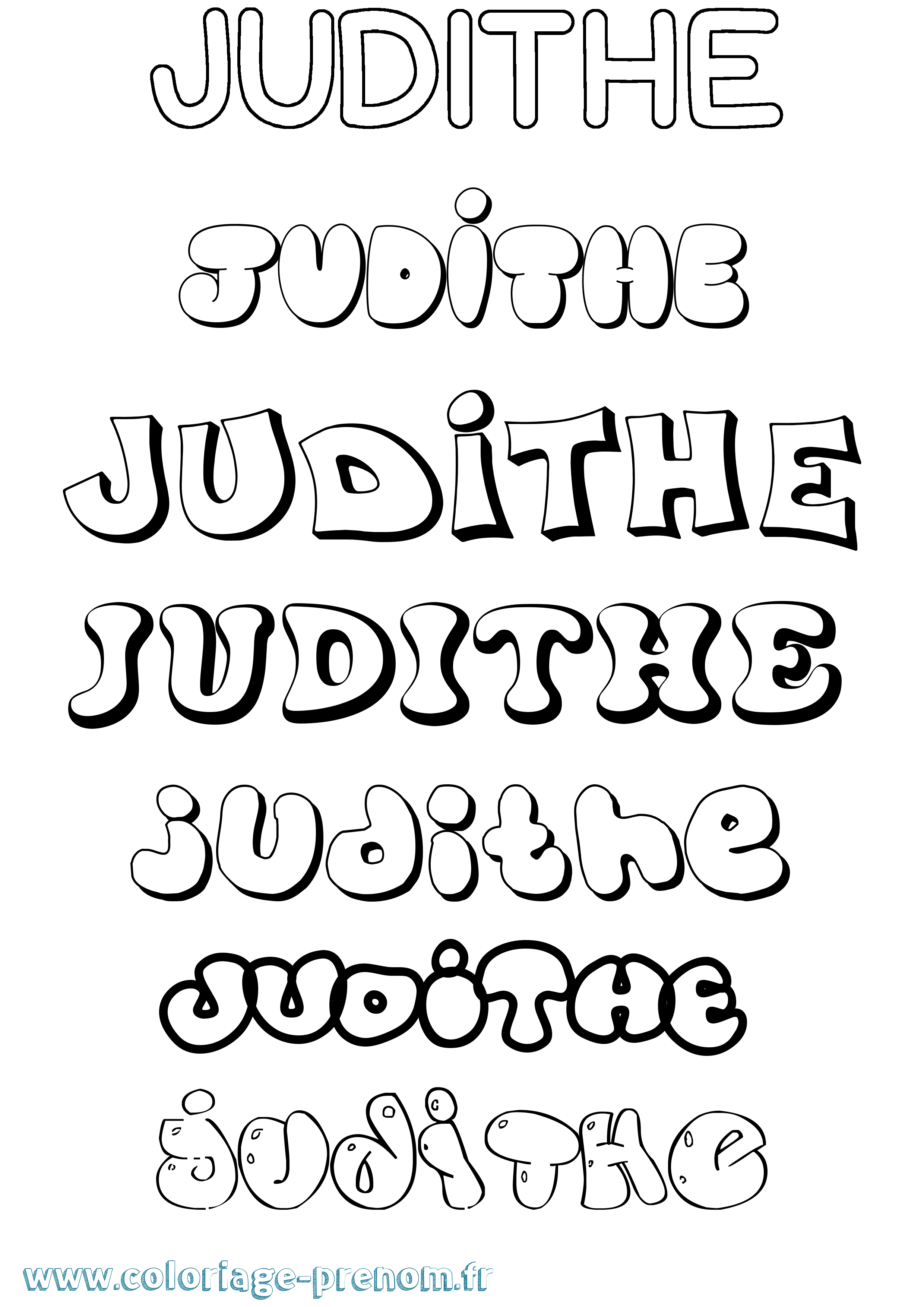 Coloriage prénom Judithe Bubble