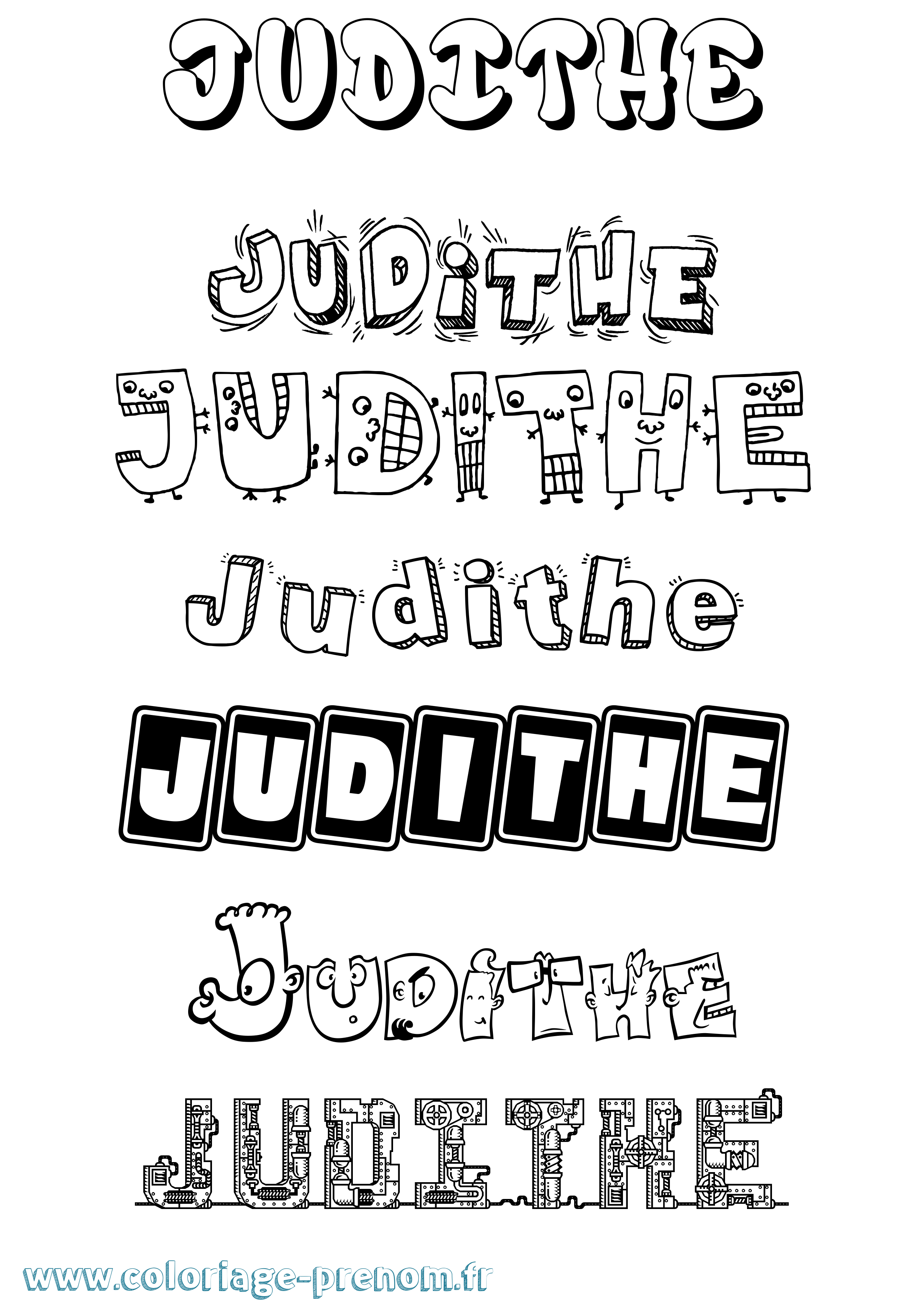 Coloriage prénom Judithe Fun