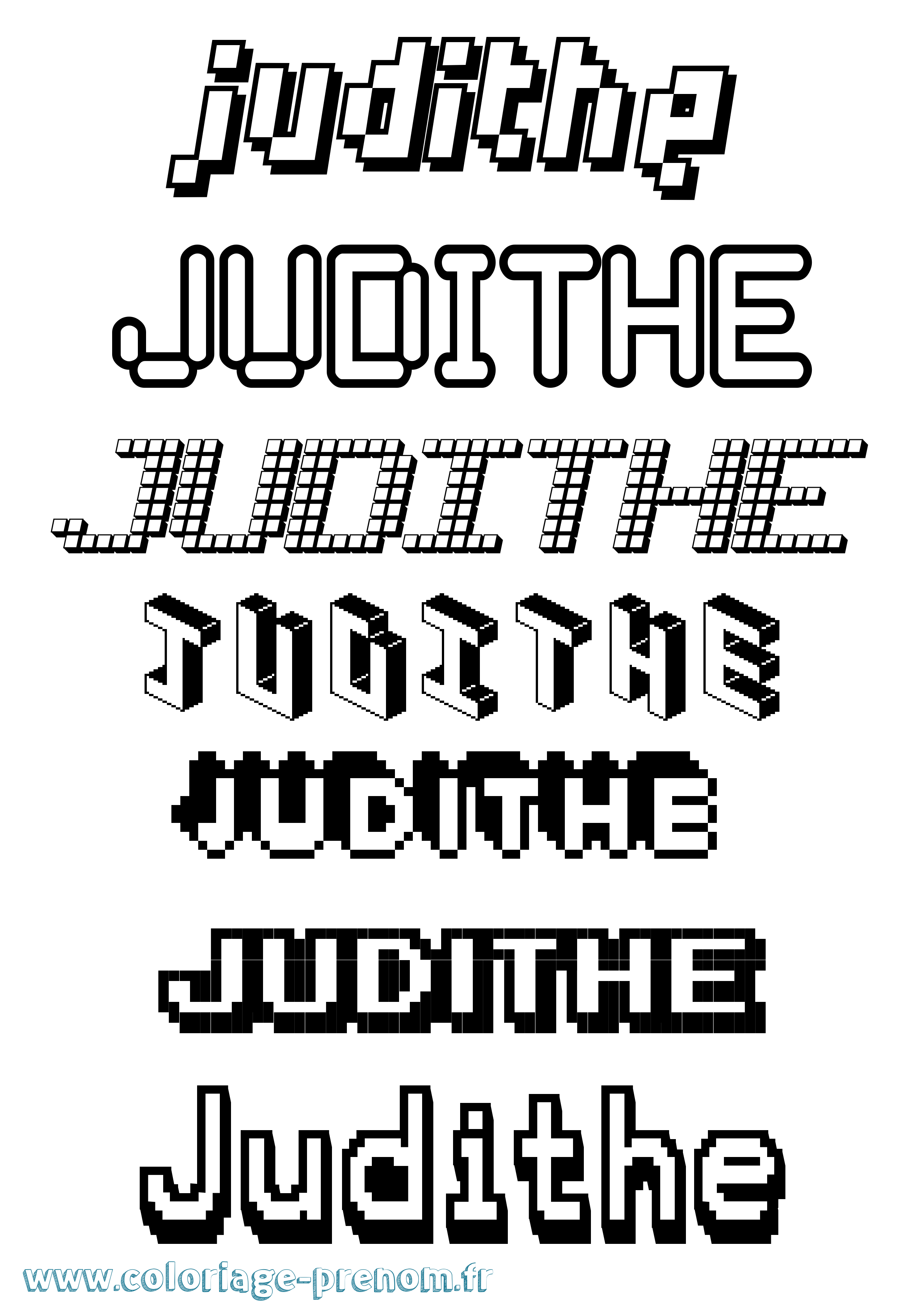 Coloriage prénom Judithe Pixel