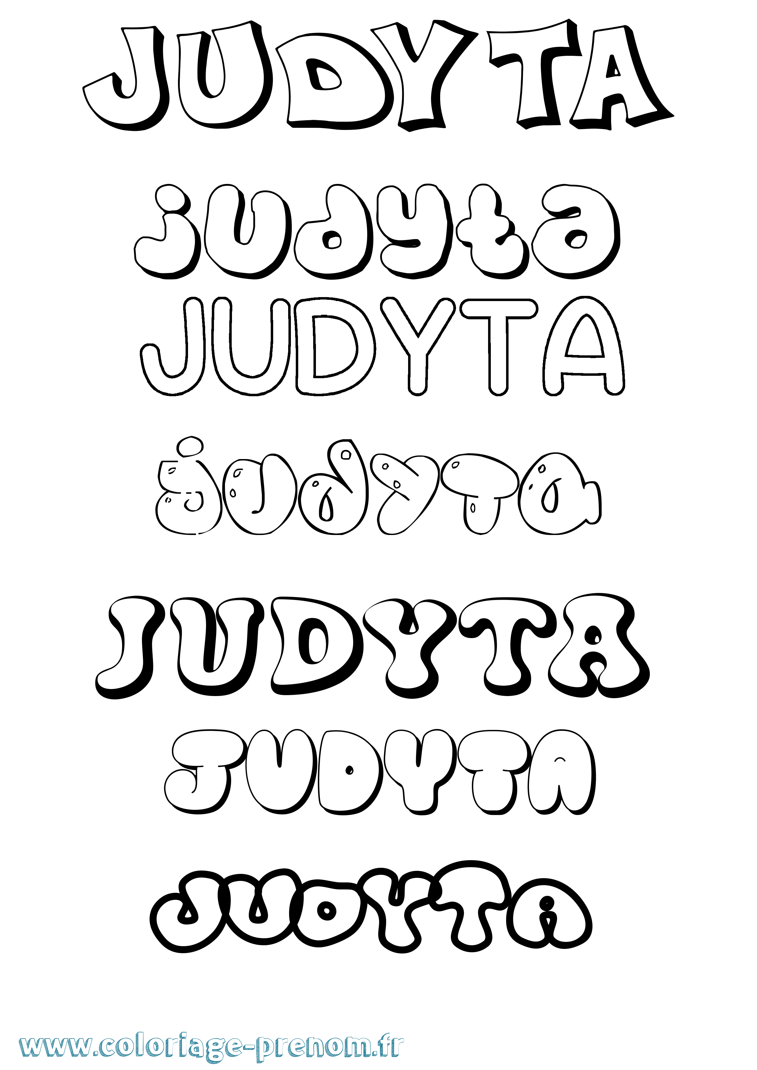 Coloriage Judyta Bubble Coloriage prénom Judyta Bubble
