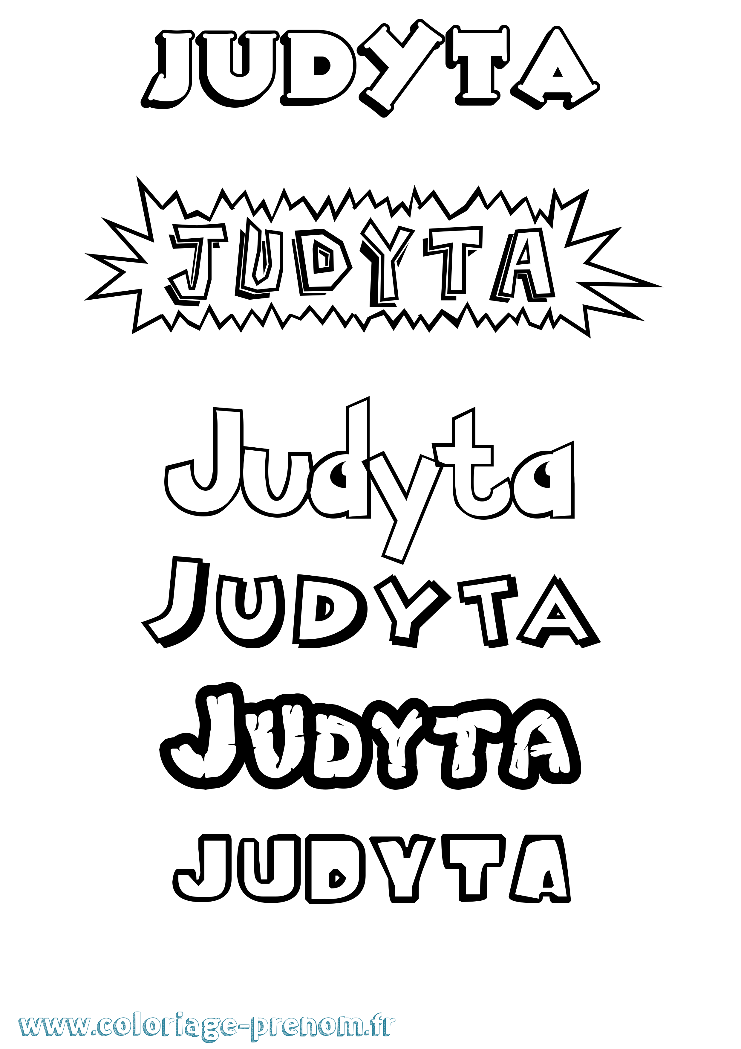 Coloriage Judyta Dessin Animé Coloriage prénom Judyta Dessin Animé