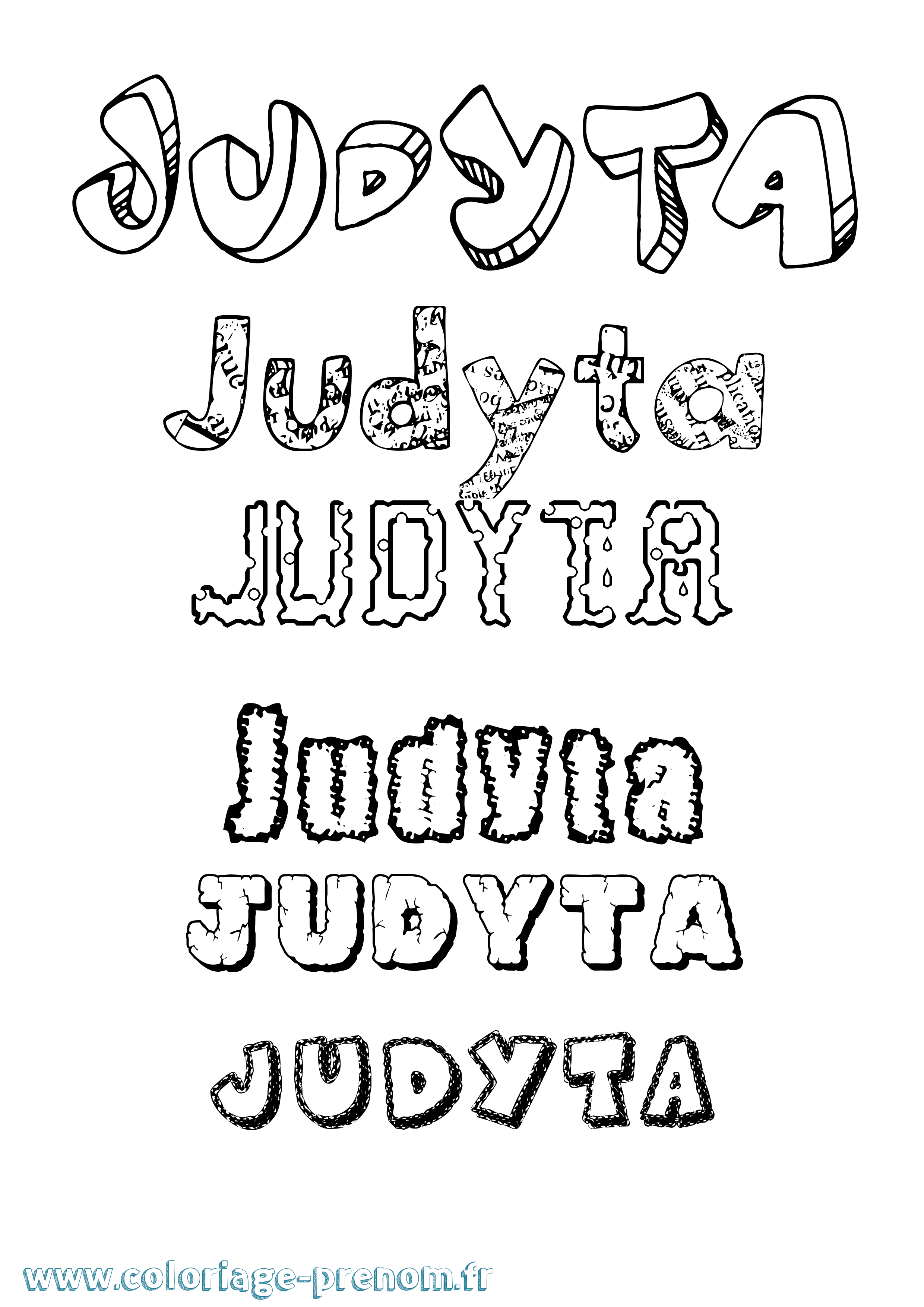 Coloriage Judyta Destructuré Coloriage prénom Judyta Destructuré
