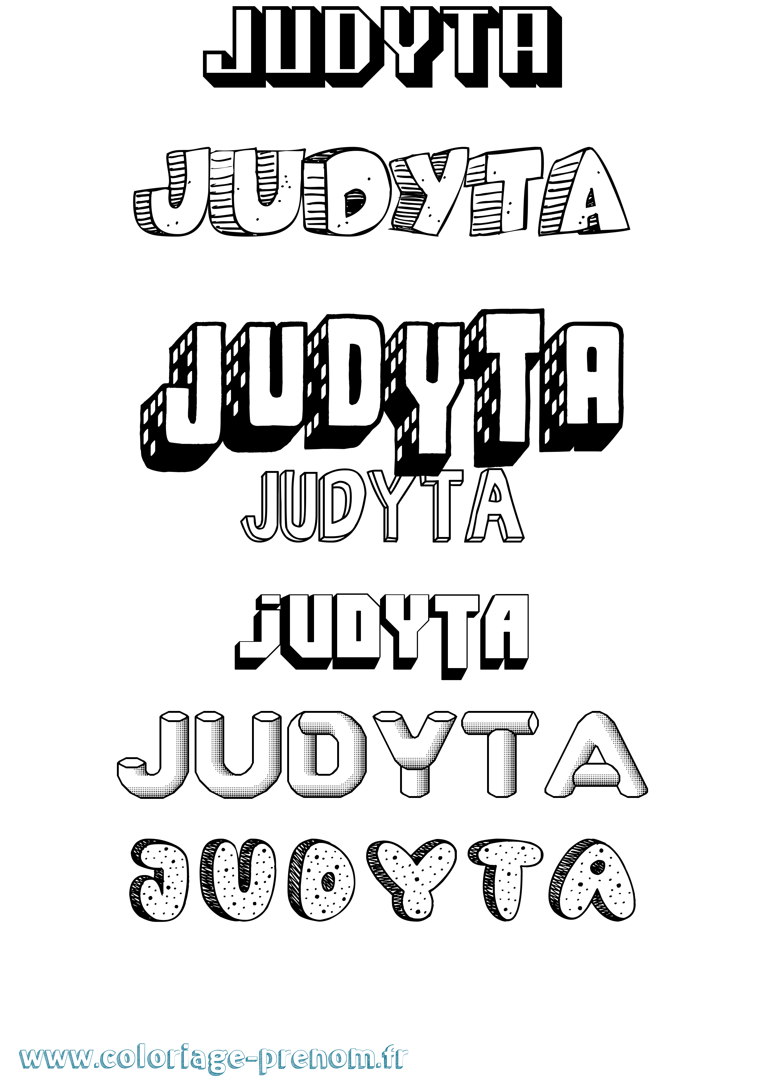 Coloriage Judyta Effet 3D Coloriage prénom Judyta Effet 3D