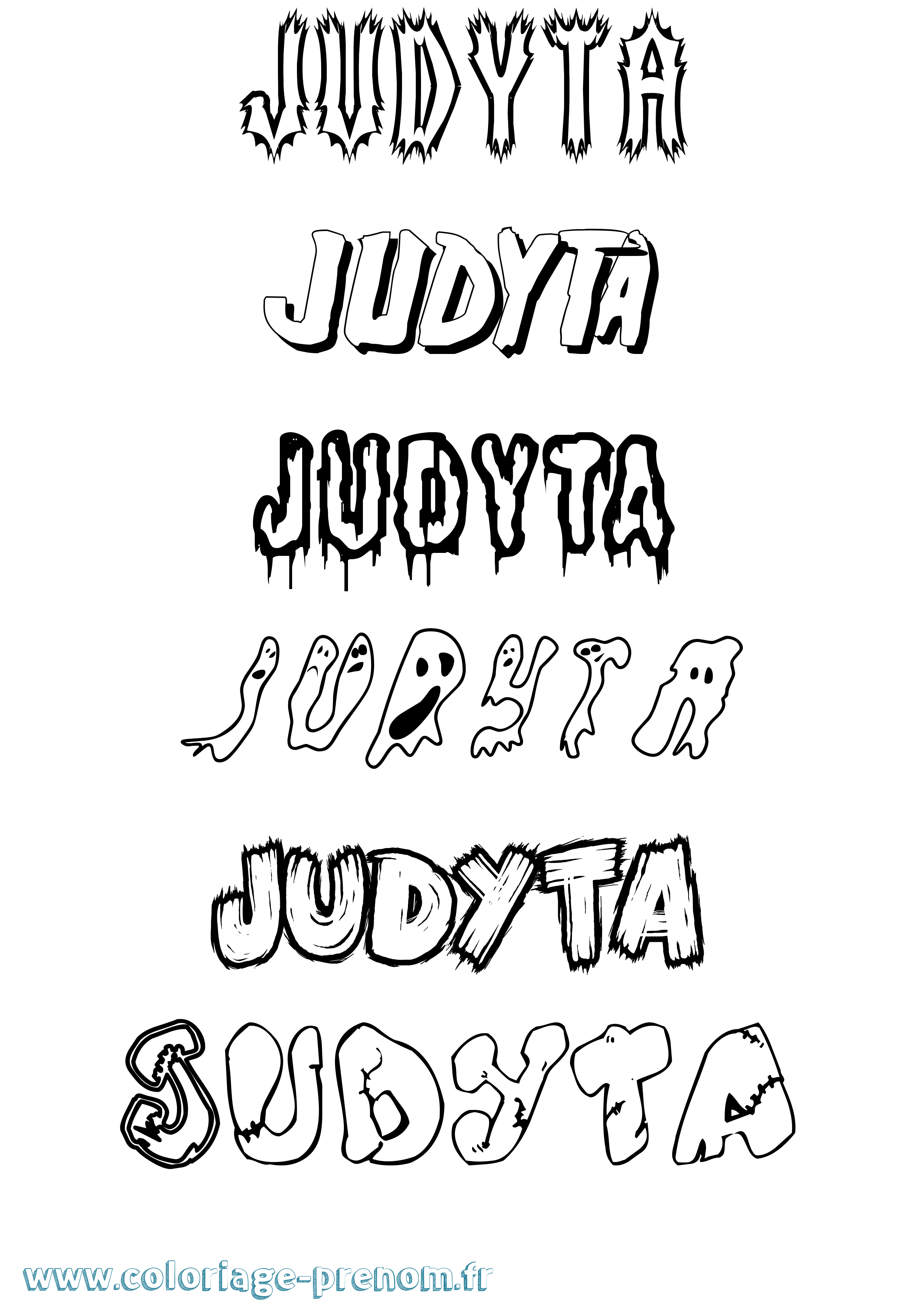 Coloriage Judyta Frisson Coloriage prénom Judyta Frisson