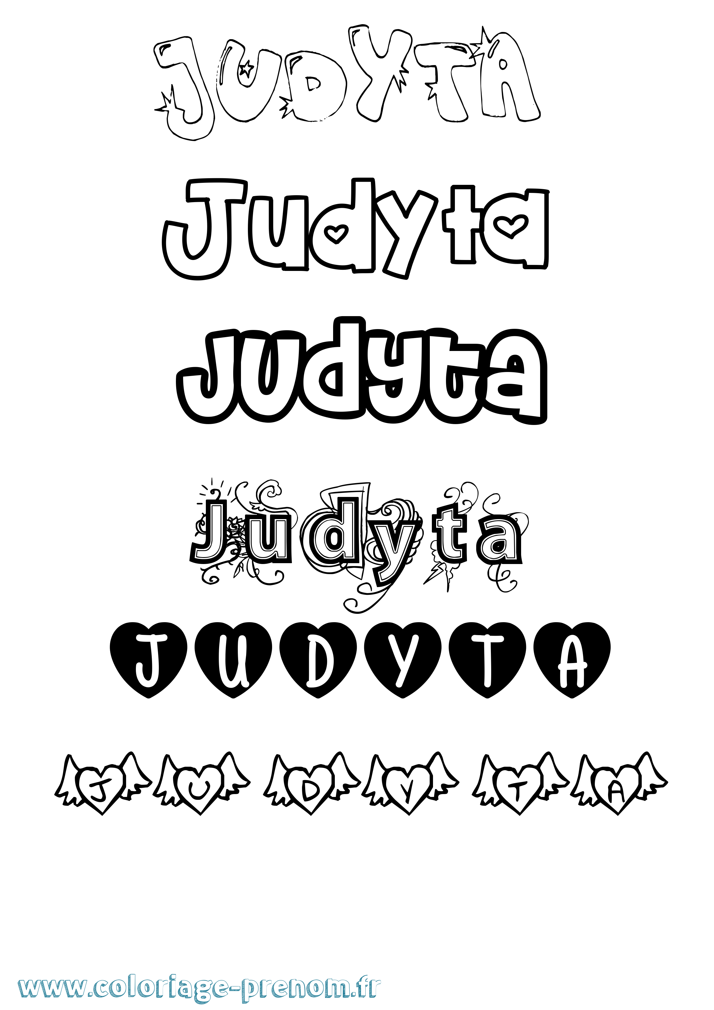 Coloriage Judyta Girly Coloriage prénom Judyta Girly