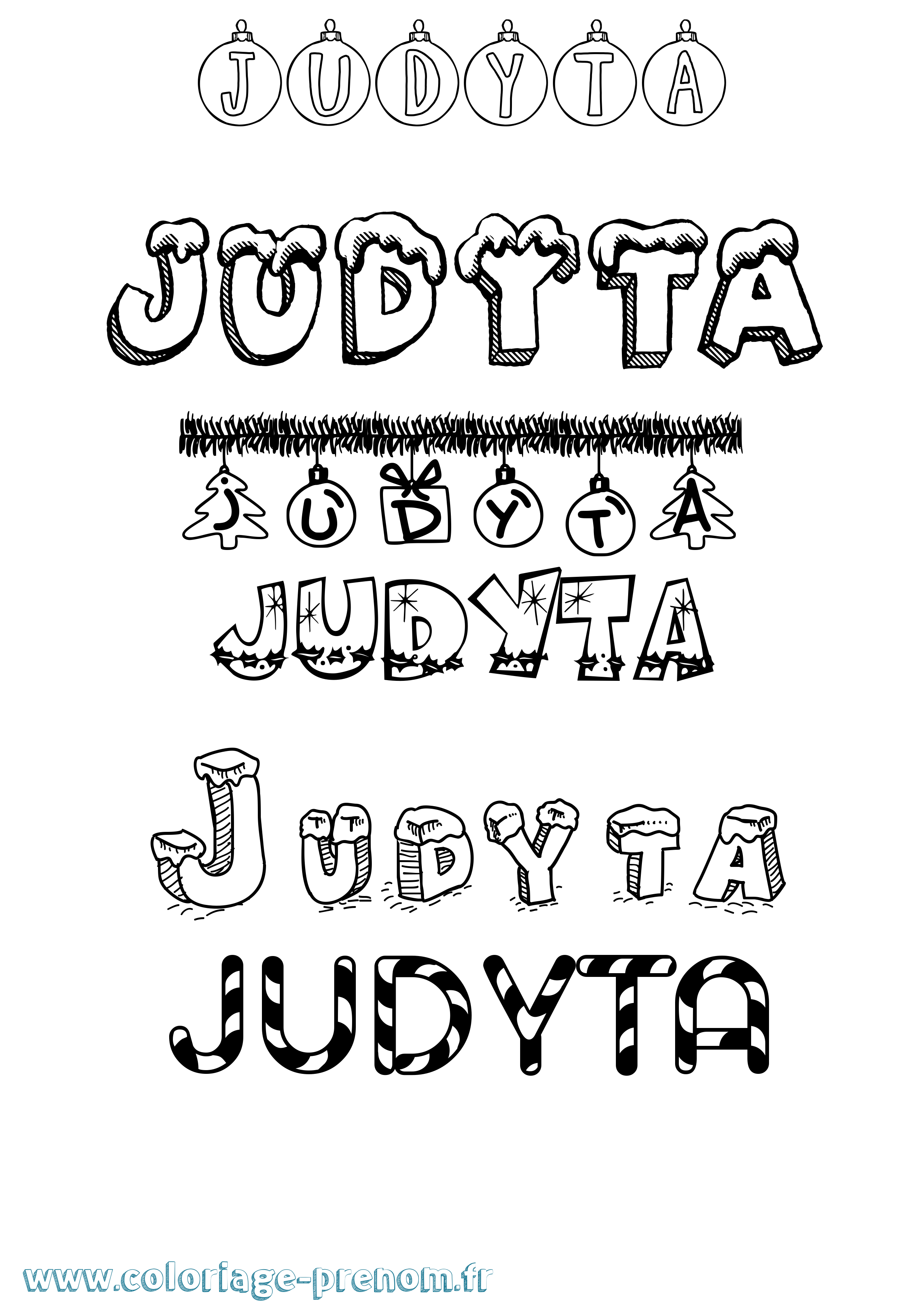 Coloriage Judyta Noël Coloriage prénom Judyta Noël