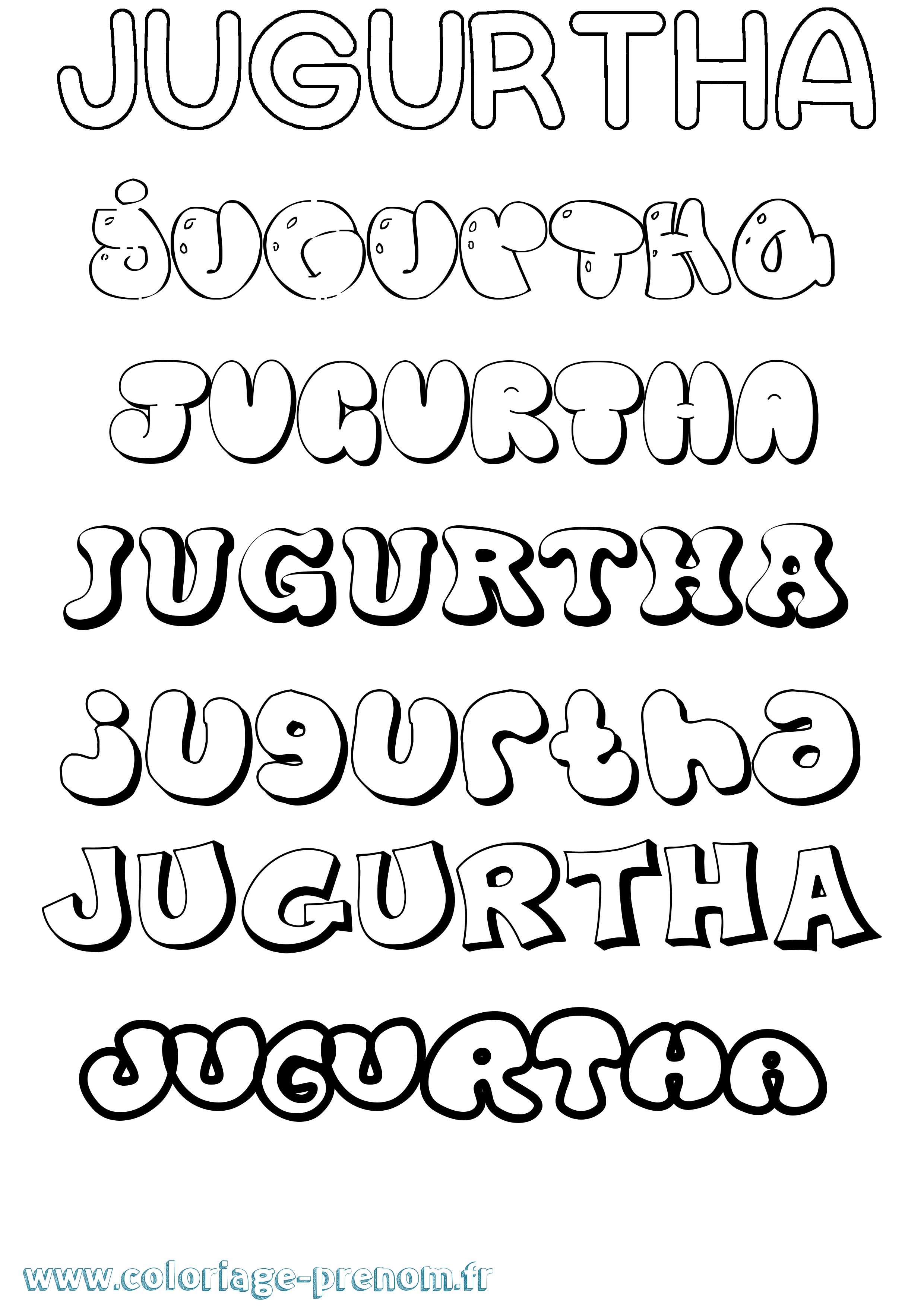 Coloriage prénom Jugurtha Bubble