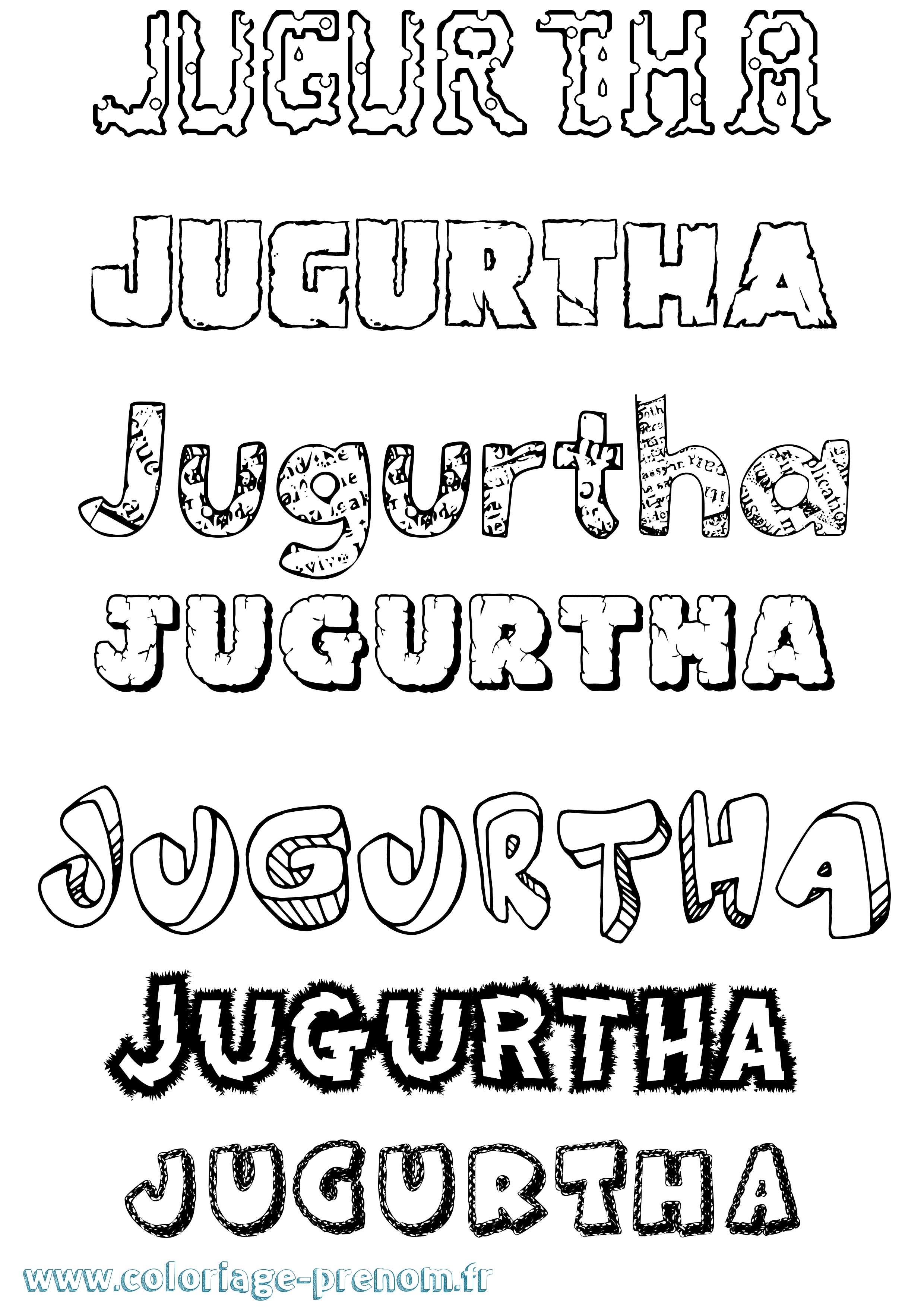 Coloriage prénom Jugurtha Destructuré