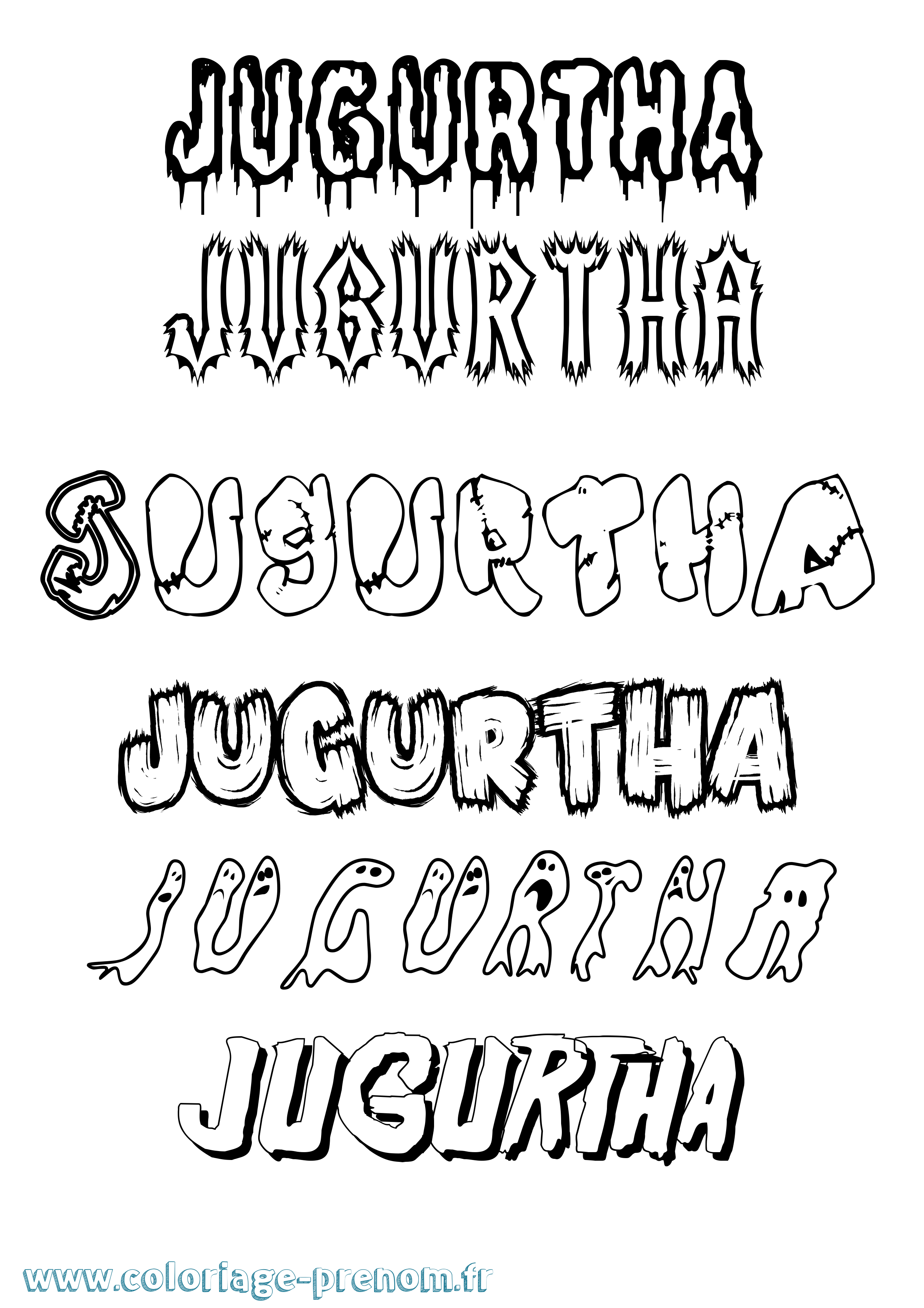 Coloriage prénom Jugurtha Frisson