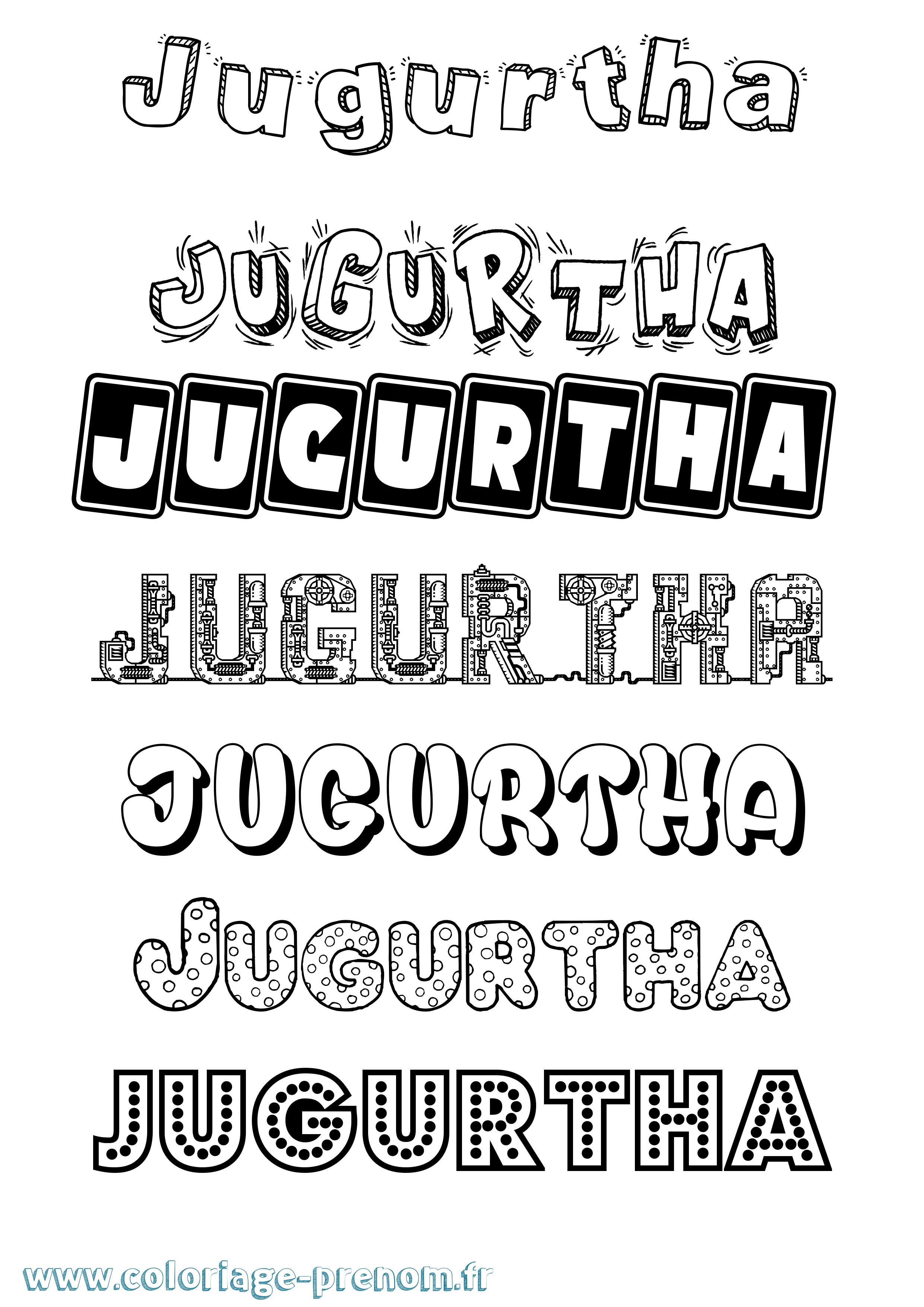 Coloriage prénom Jugurtha Fun