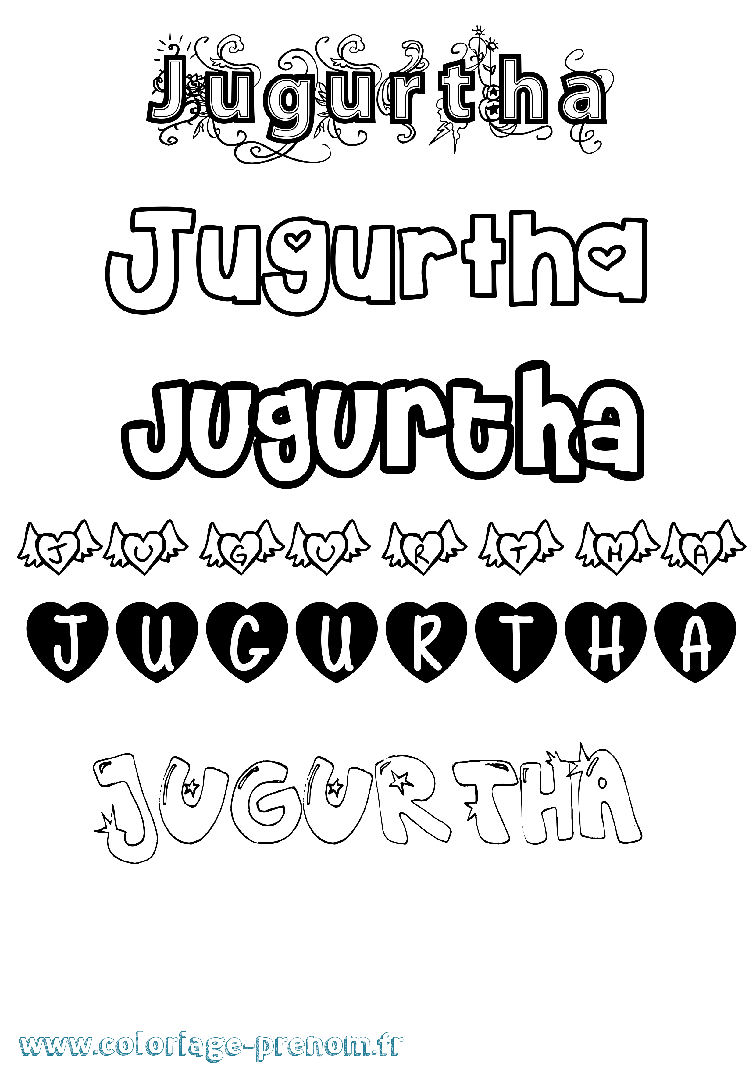 Coloriage prénom Jugurtha Girly