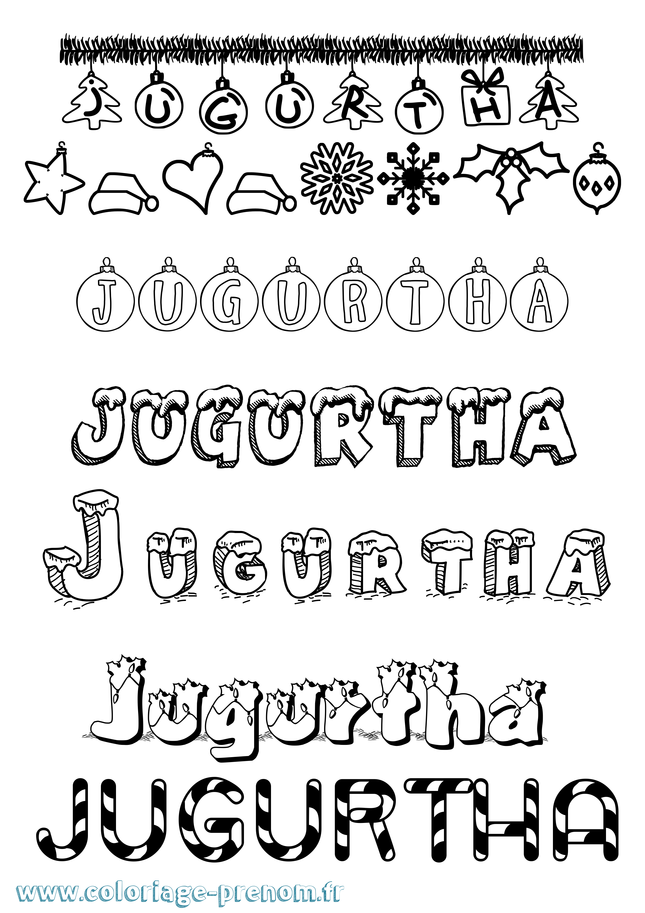 Coloriage prénom Jugurtha Noël