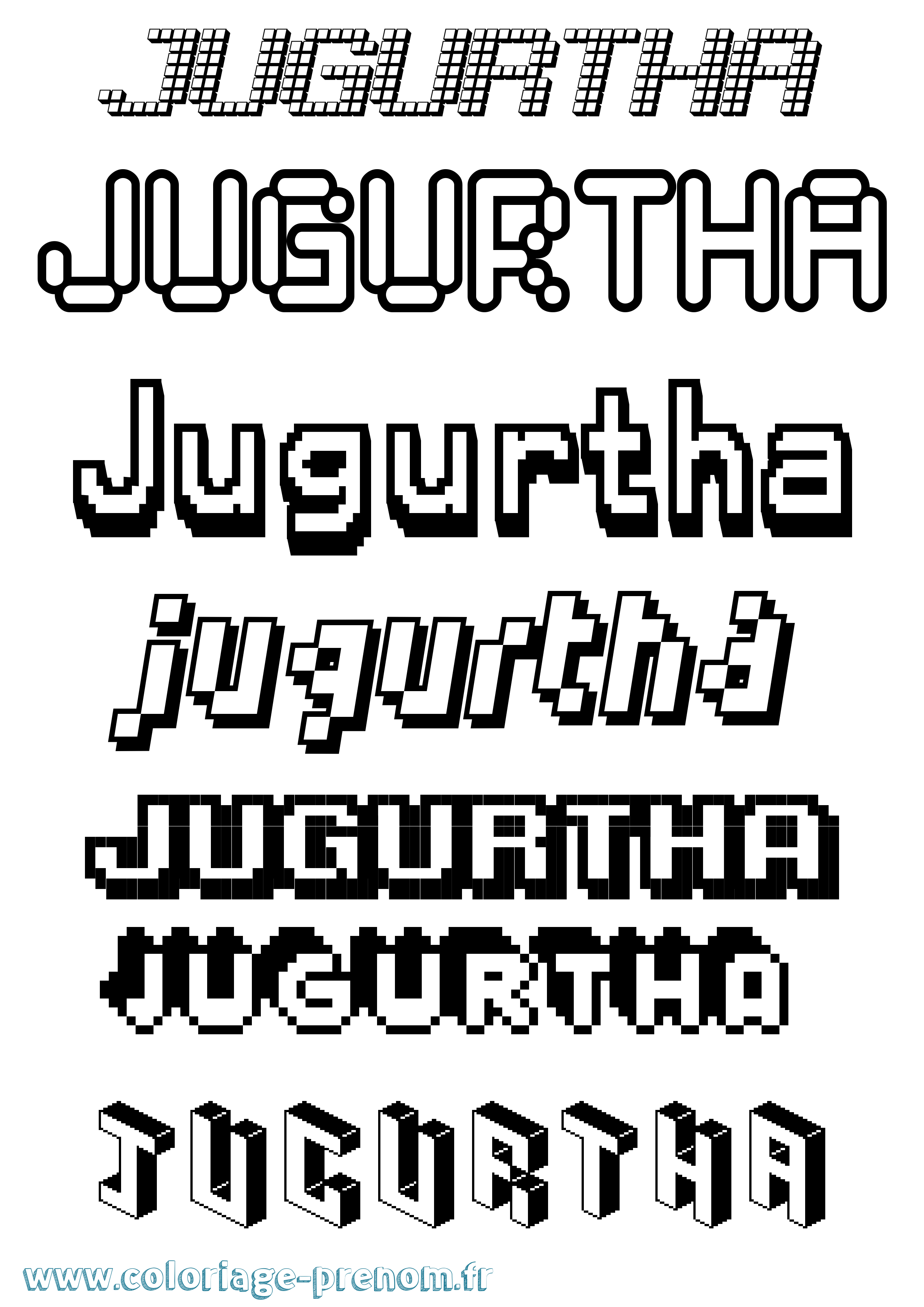 Coloriage prénom Jugurtha Pixel