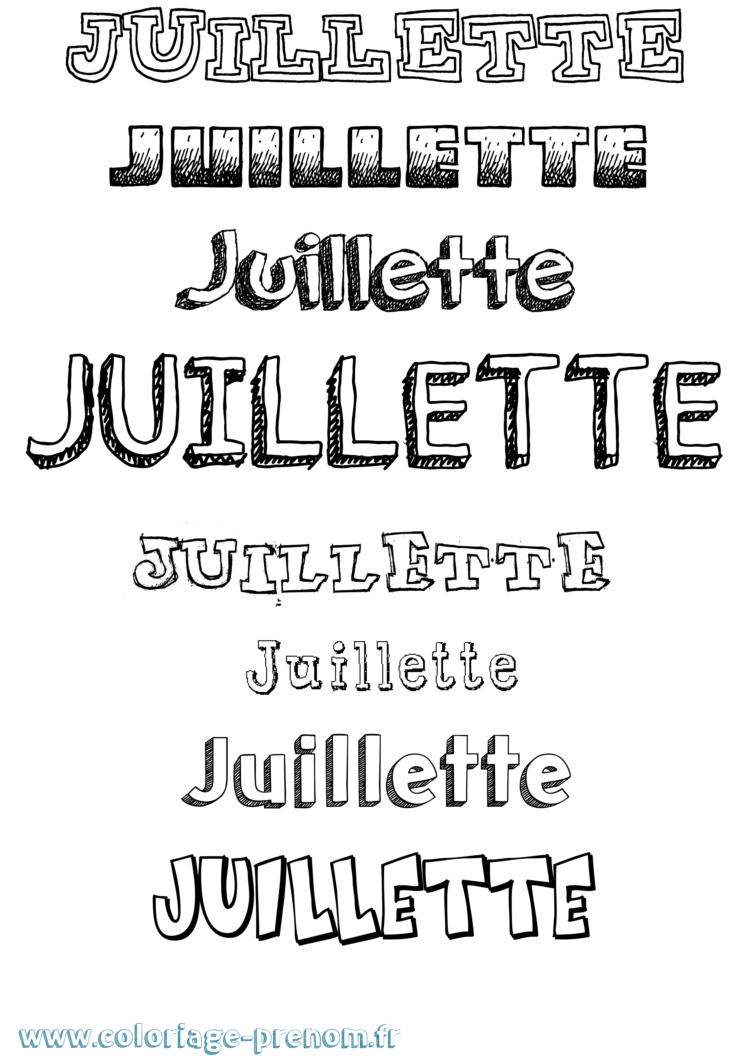 Coloriage Juillette Dessiné Coloriage prénom Juillette Dessiné