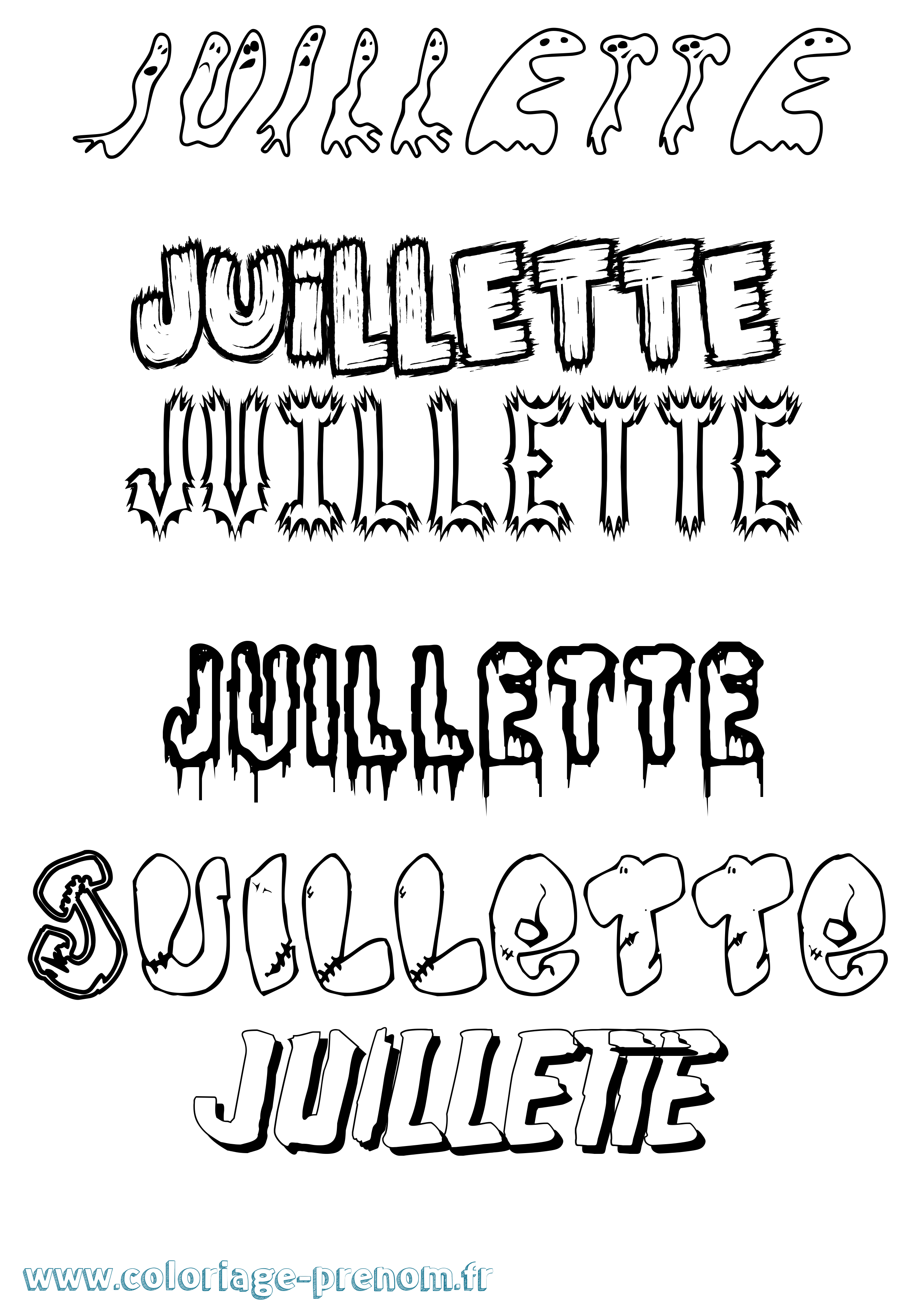 Coloriage Juillette Frisson Coloriage prénom Juillette Frisson