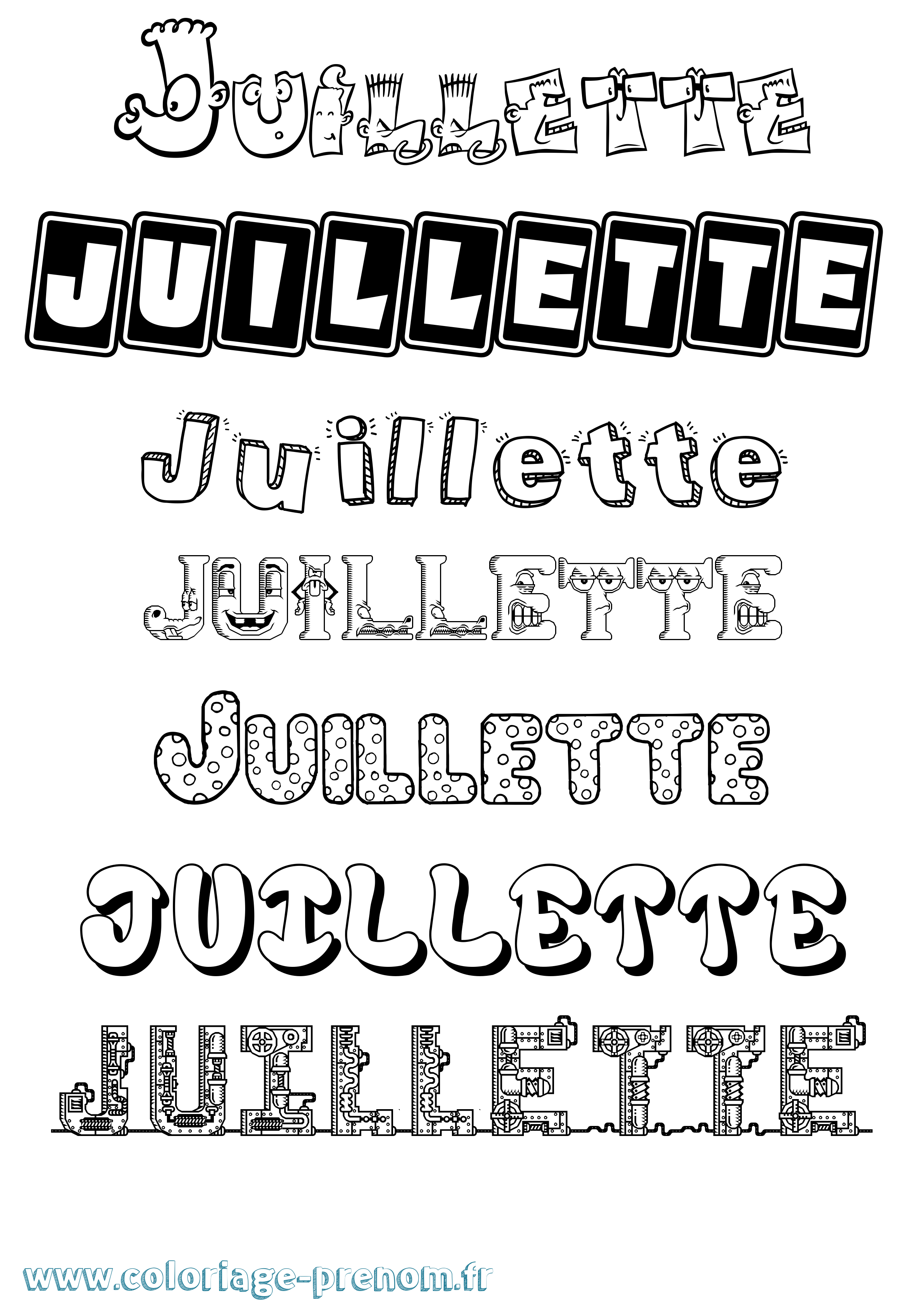 Coloriage Juillette Fun Coloriage prénom Juillette Fun