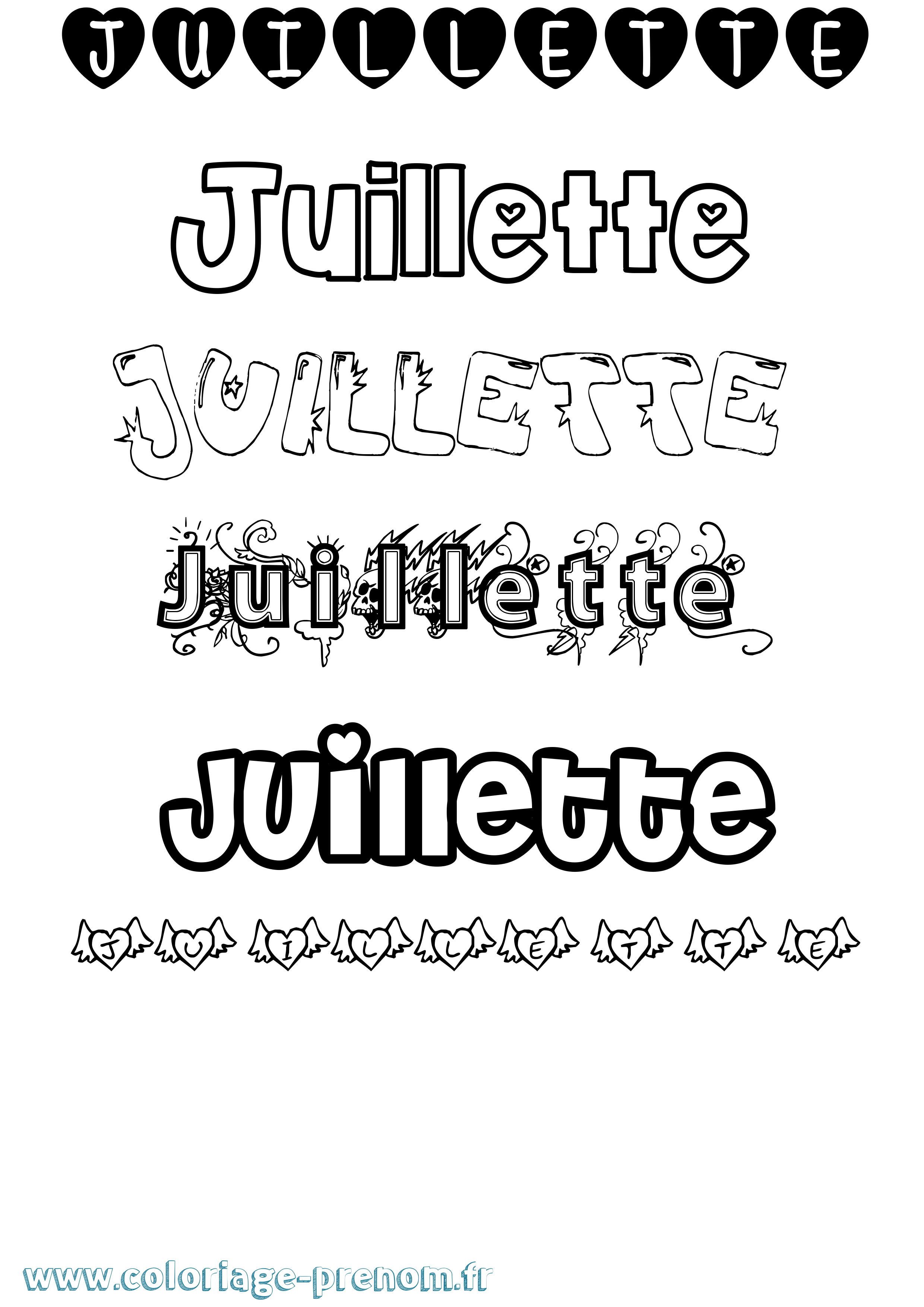Coloriage Juillette Girly Coloriage prénom Juillette Girly