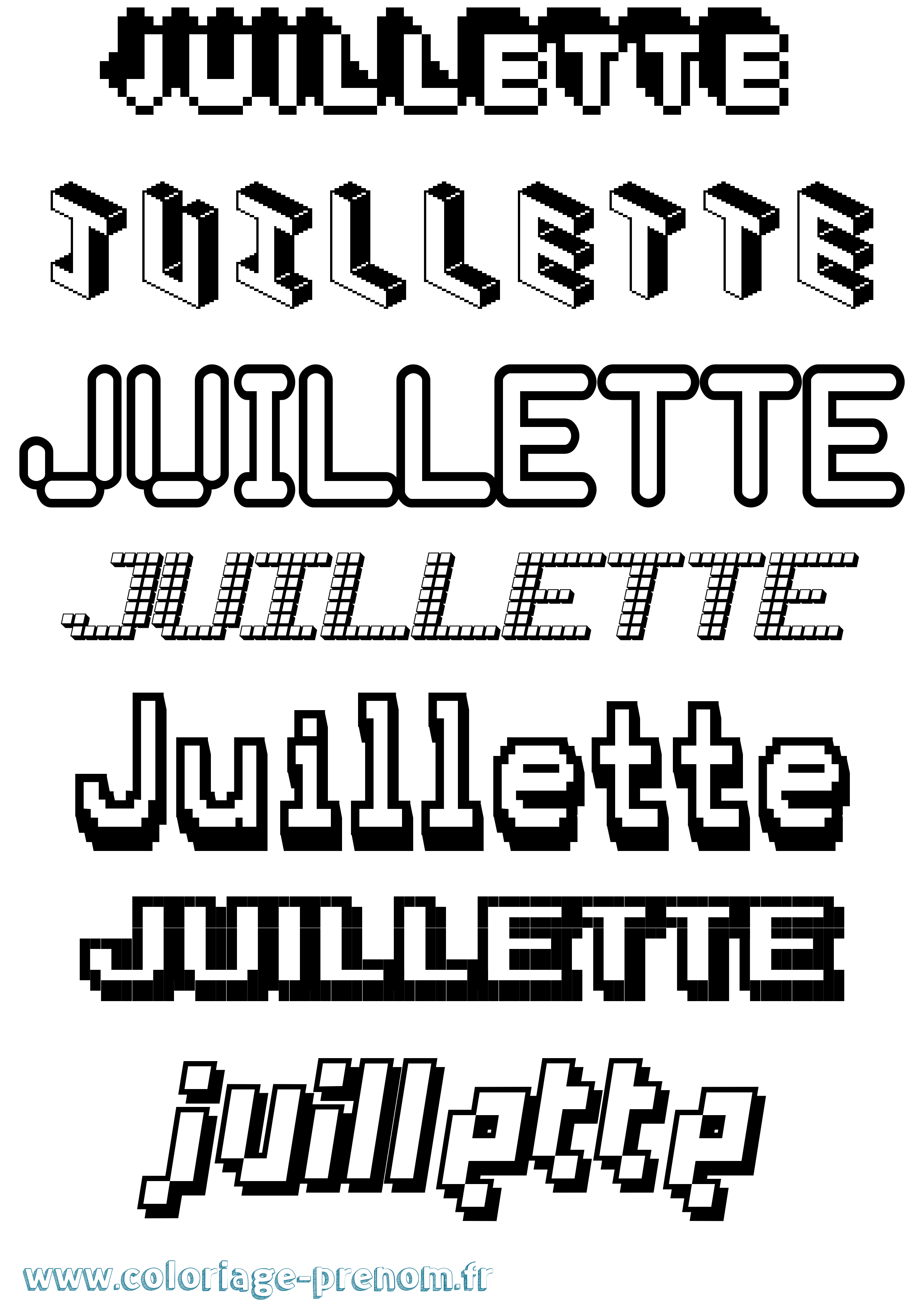 Coloriage Juillette Pixel Coloriage prénom Juillette Pixel