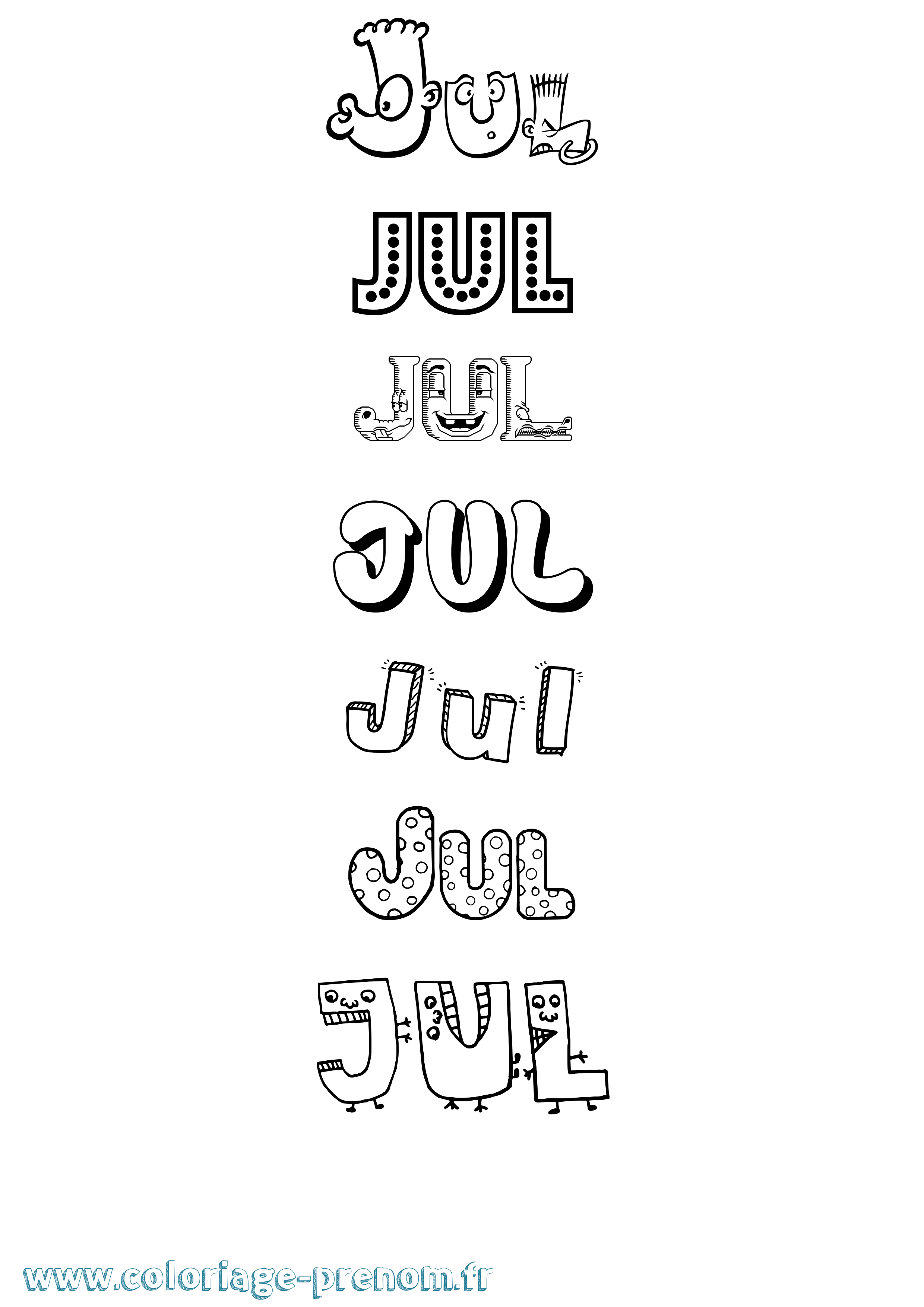 Coloriage prénom Jul Fun