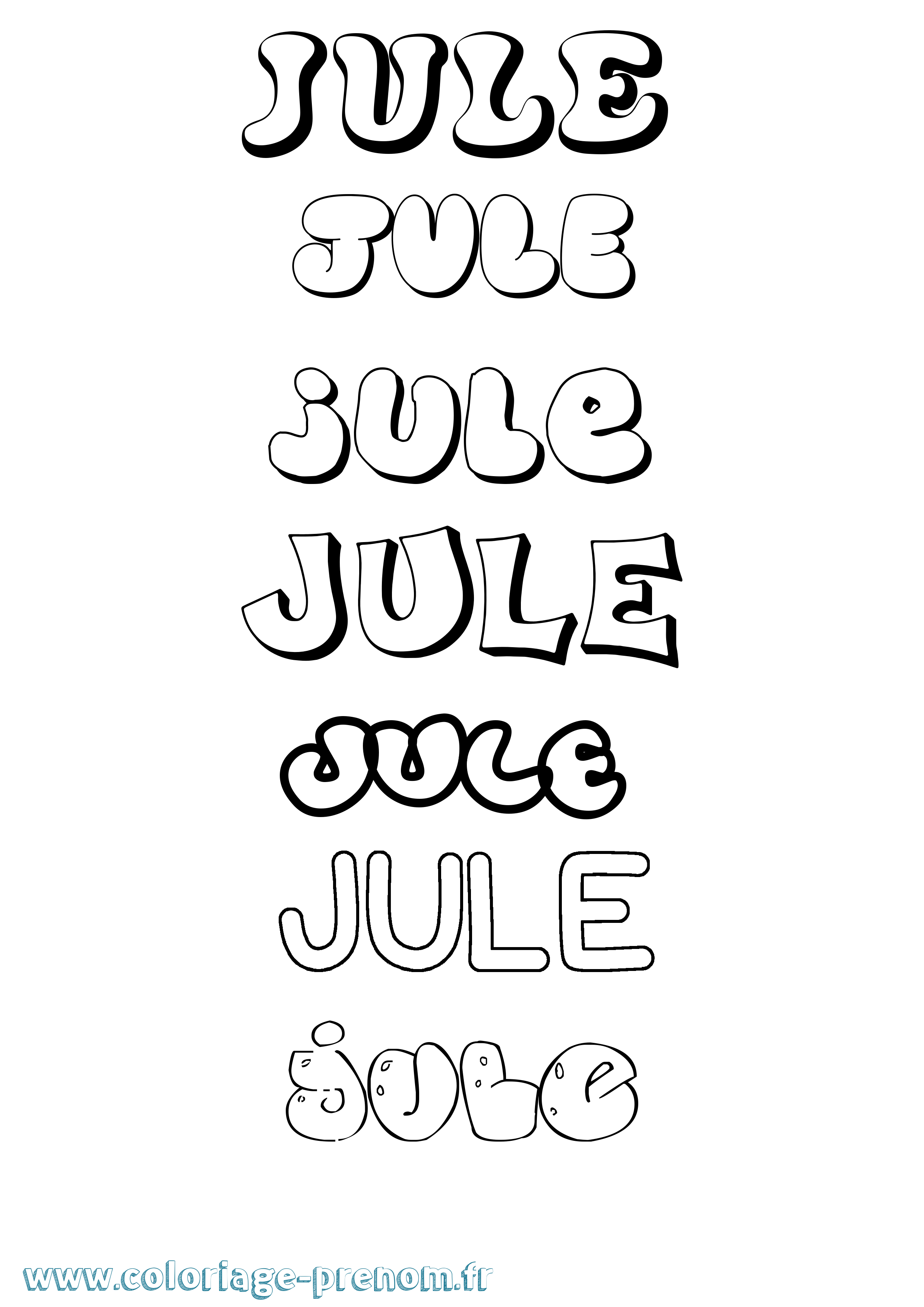 Coloriage prénom Jule Bubble