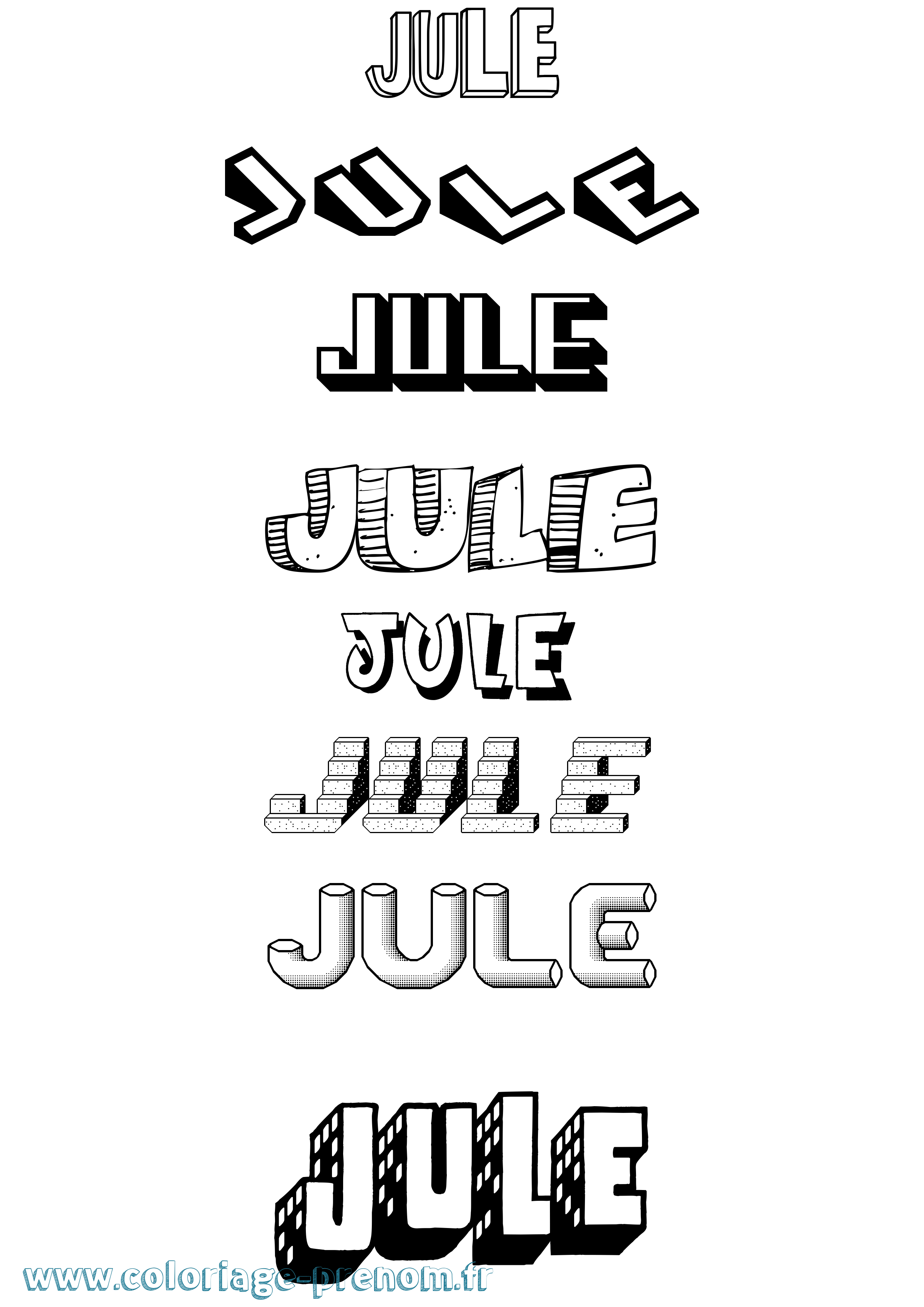 Coloriage Jule Effet 3D Coloriage prénom Jule Effet 3D