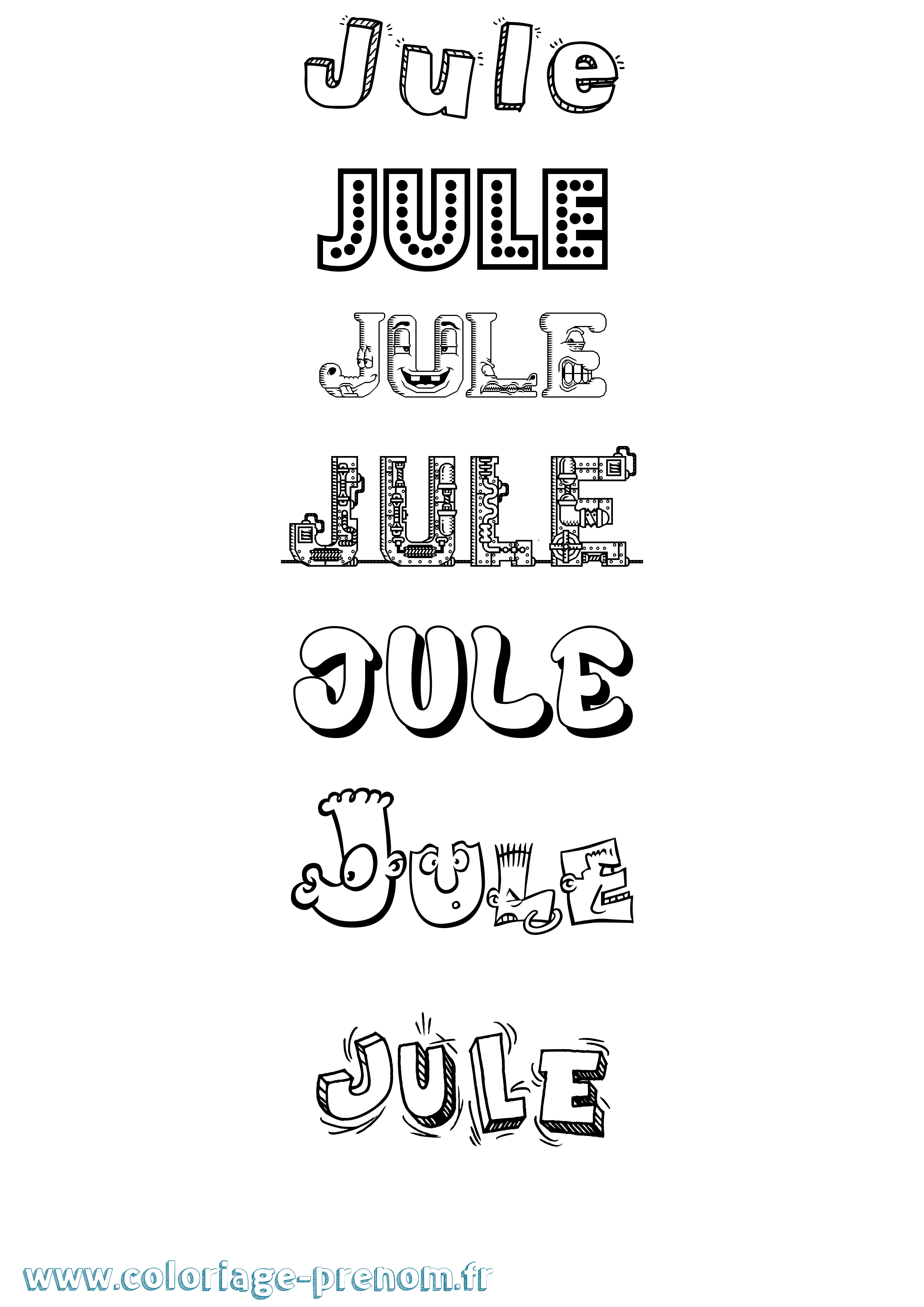 Coloriage prénom Jule Fun