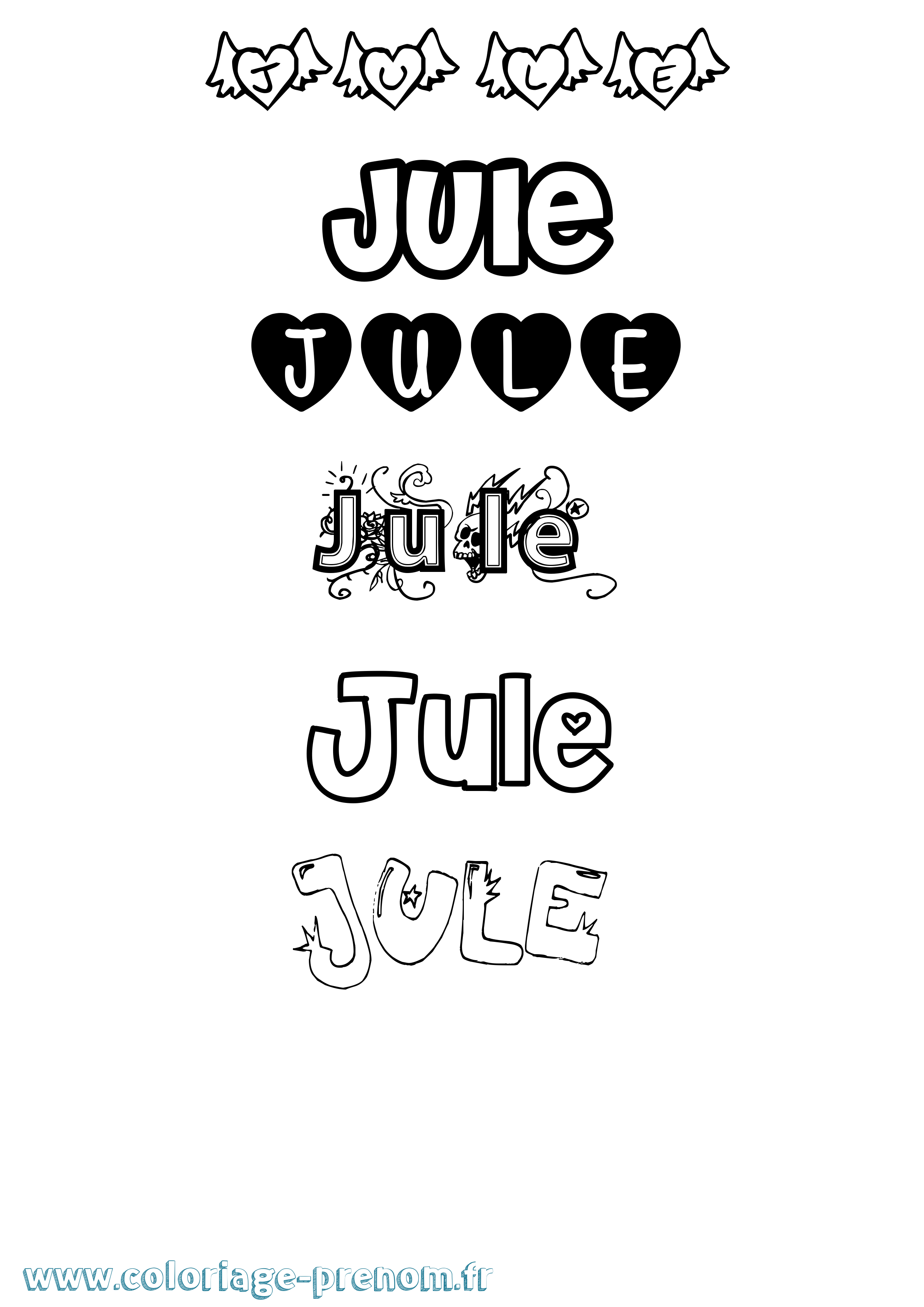 Coloriage Jule Girly Coloriage prénom Jule Girly