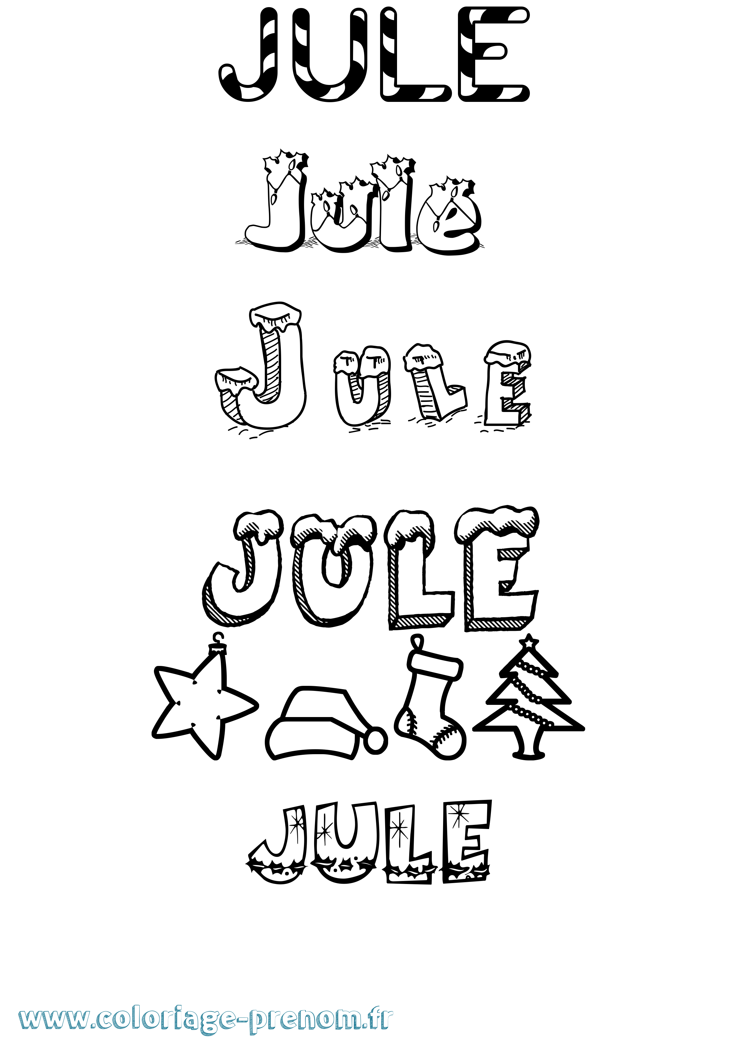 Coloriage Jule Noël Coloriage prénom Jule Noël