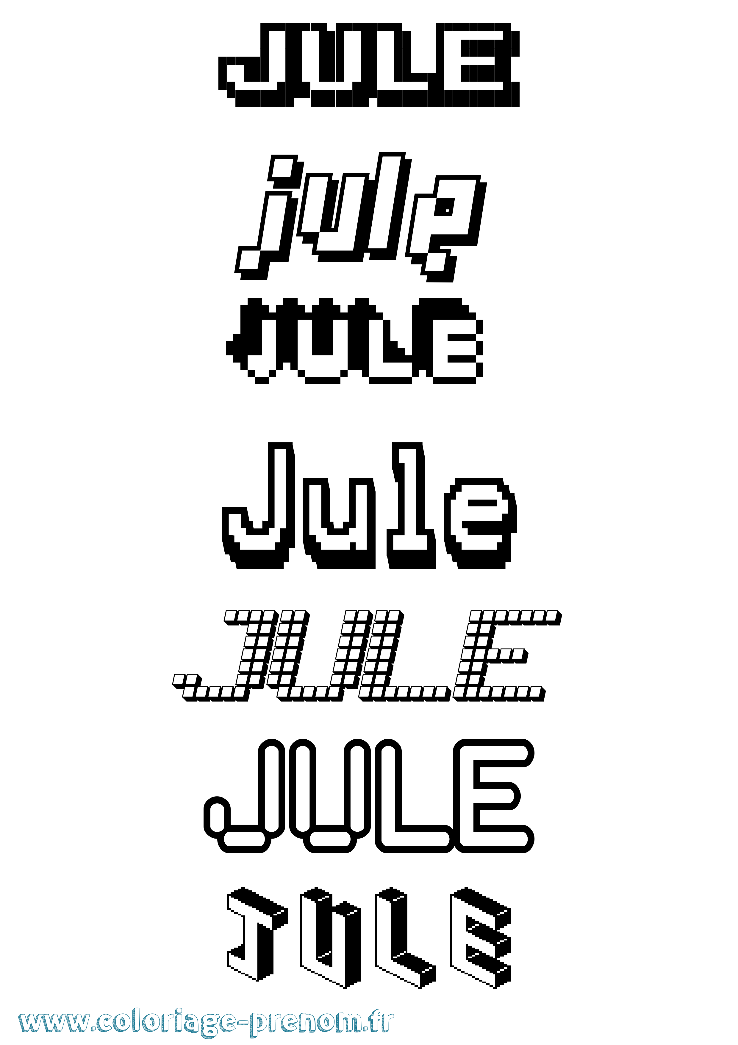 Coloriage Jule Pixel Coloriage prénom Jule Pixel