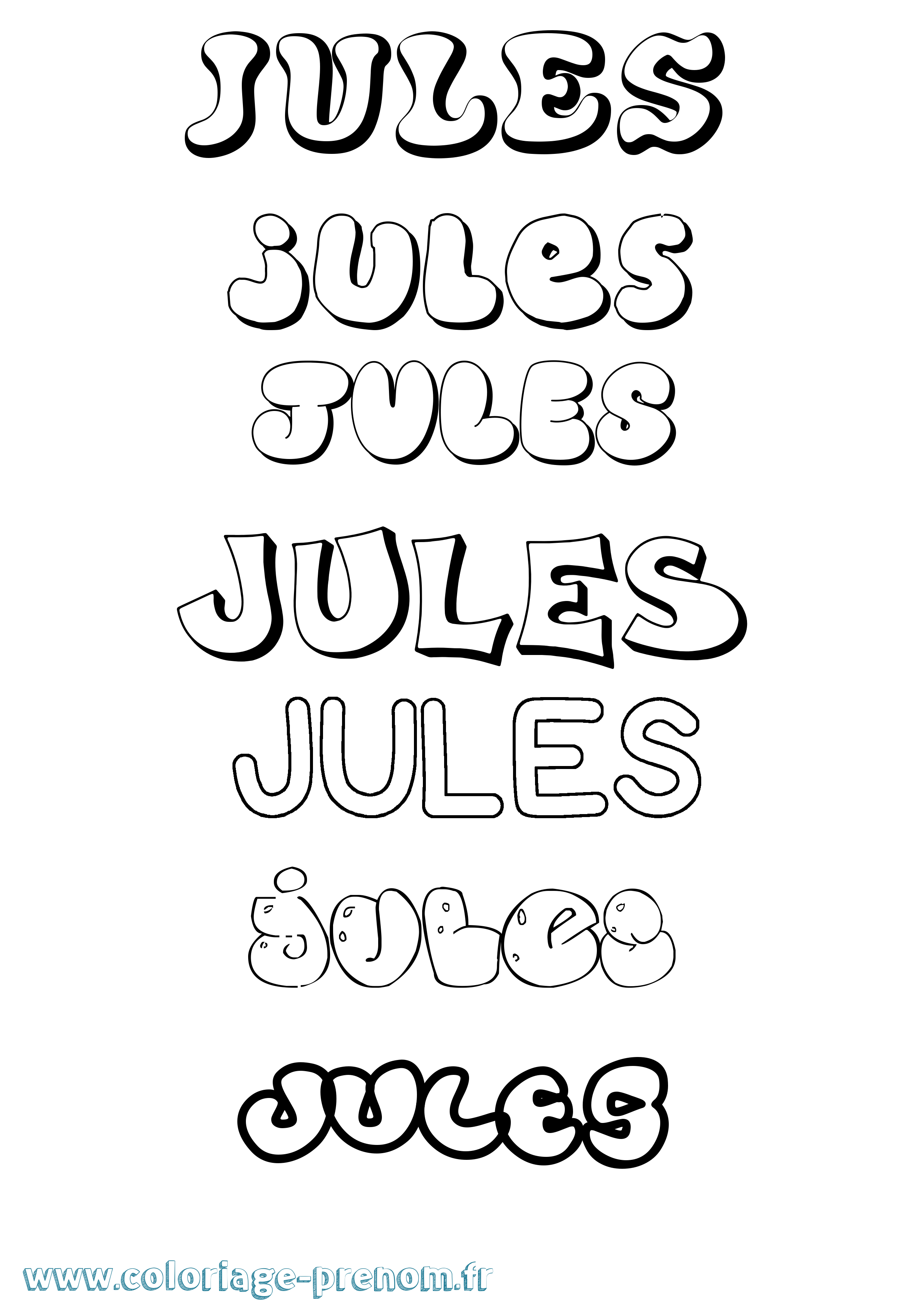 Coloriage prénom Jules Bubble