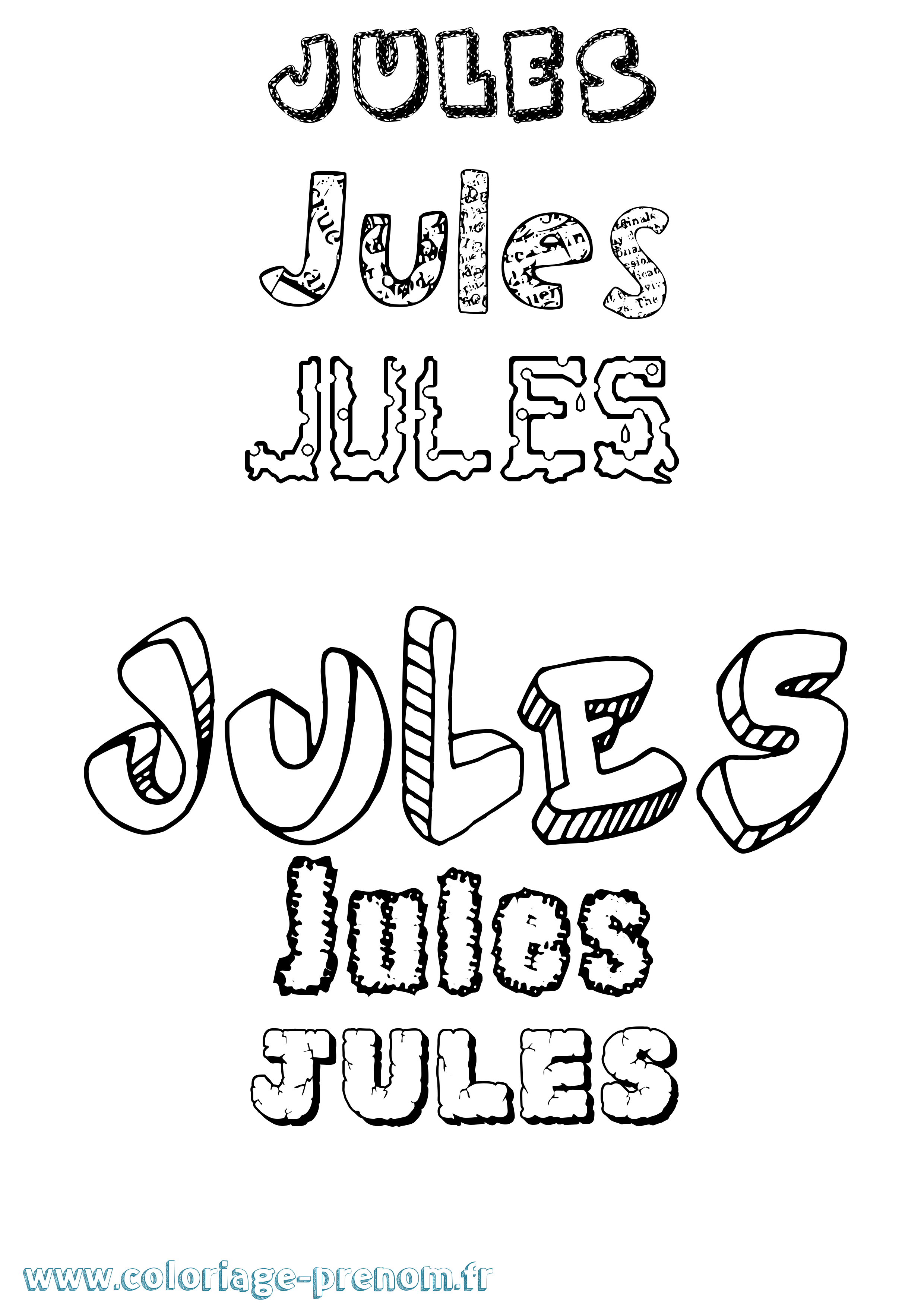 Coloriage prénom Jules Destructuré