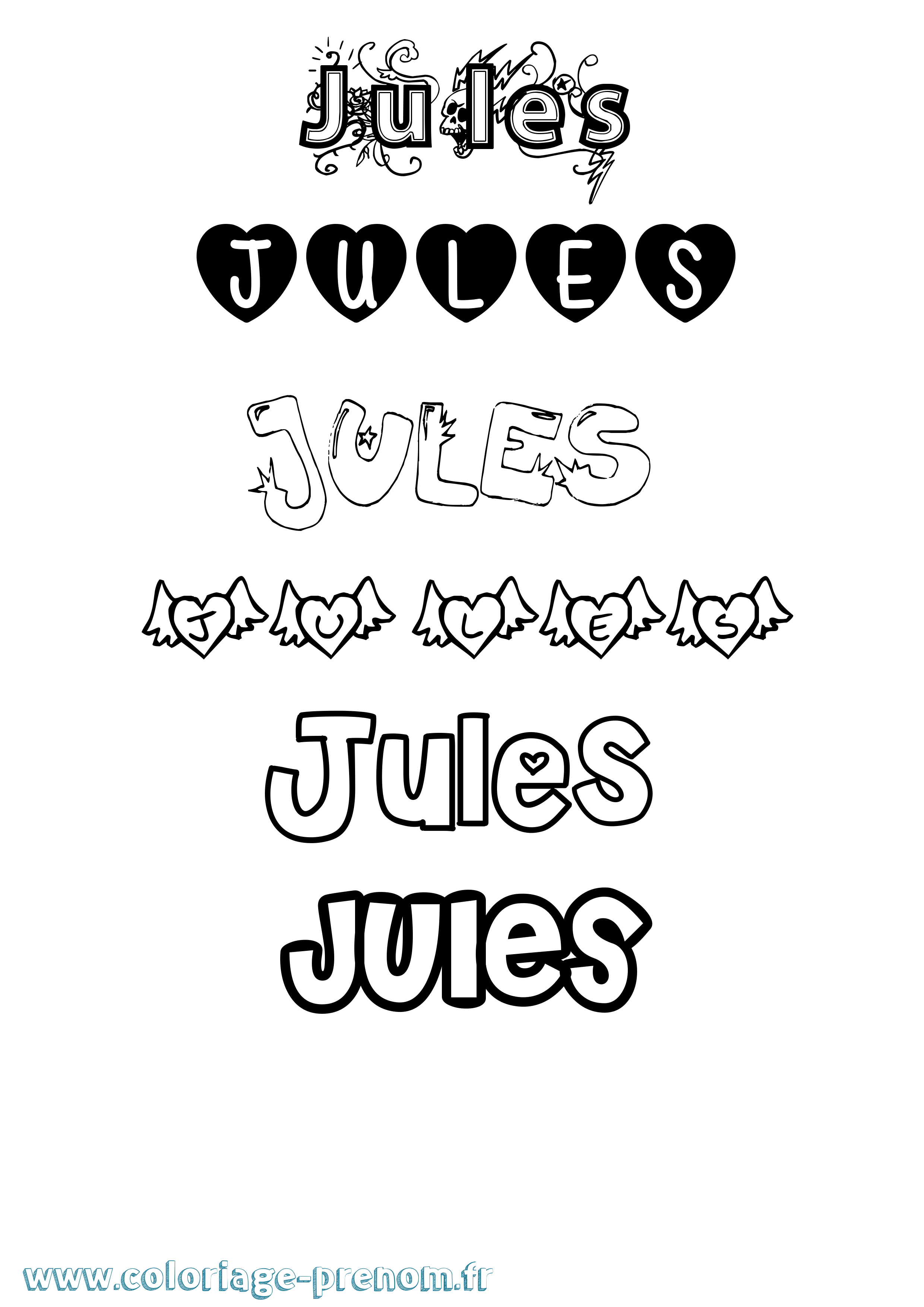 Coloriage prénom Jules Girly