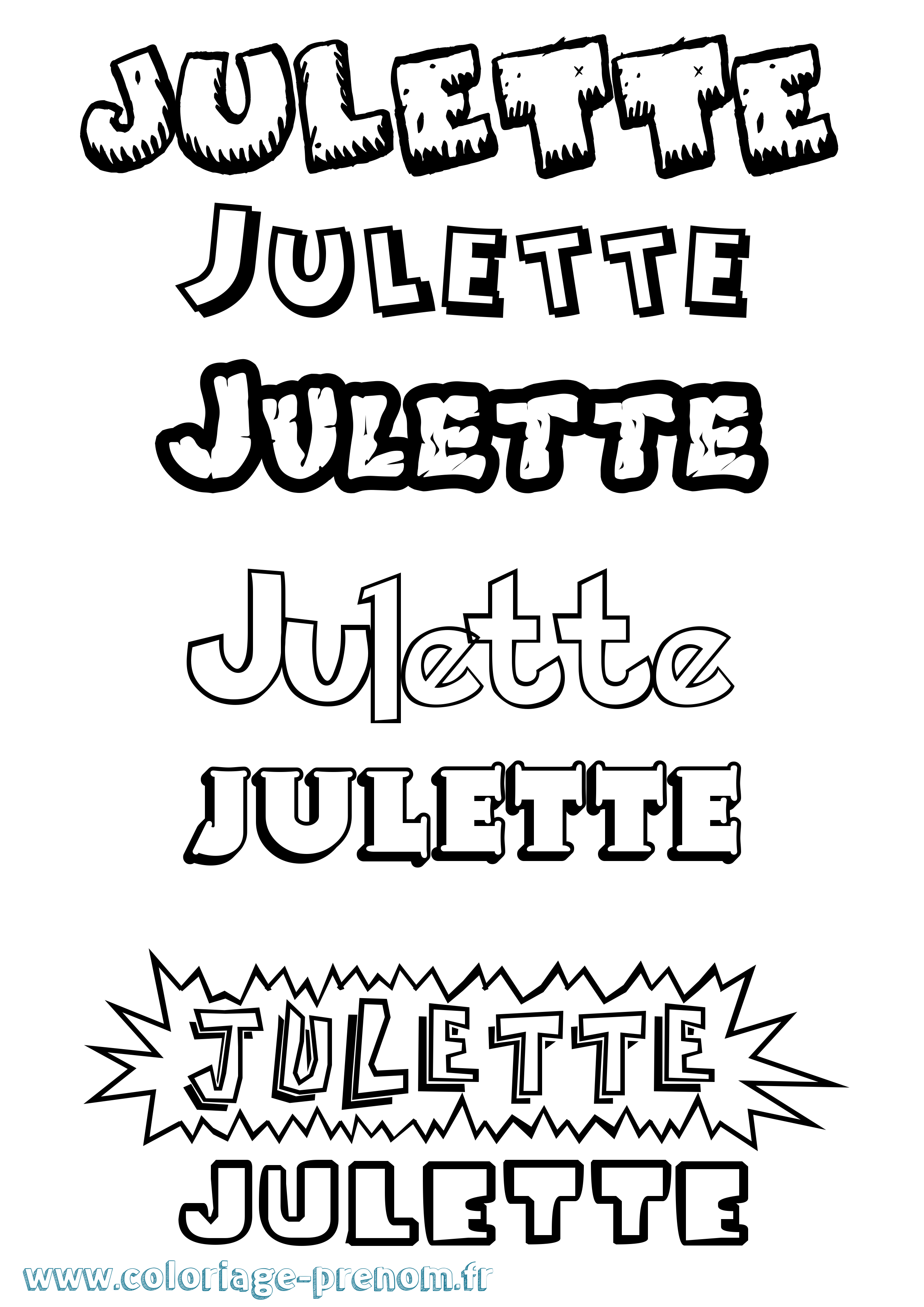 Coloriage prénom Julette Dessin Animé