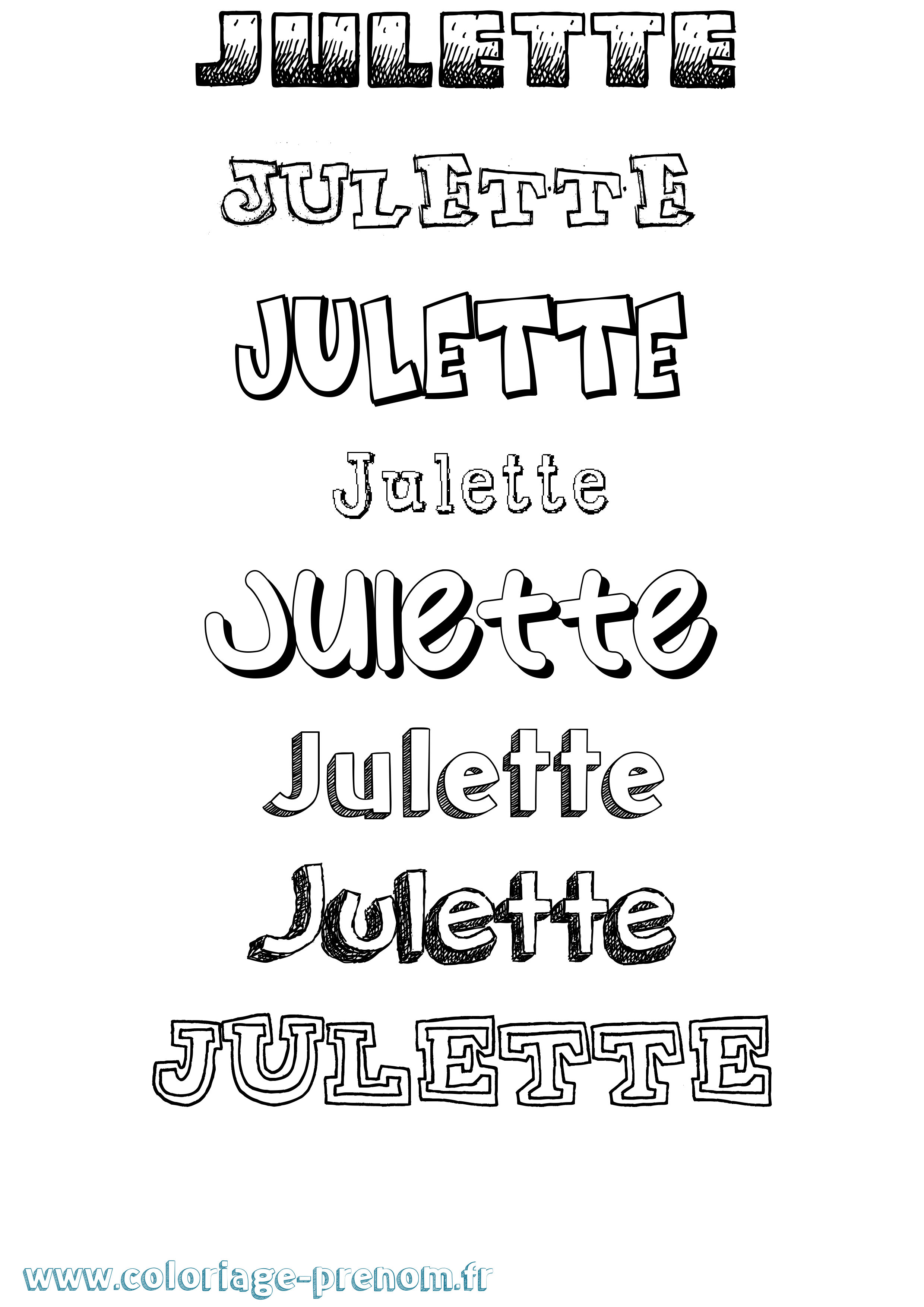 Coloriage prénom Julette Dessiné