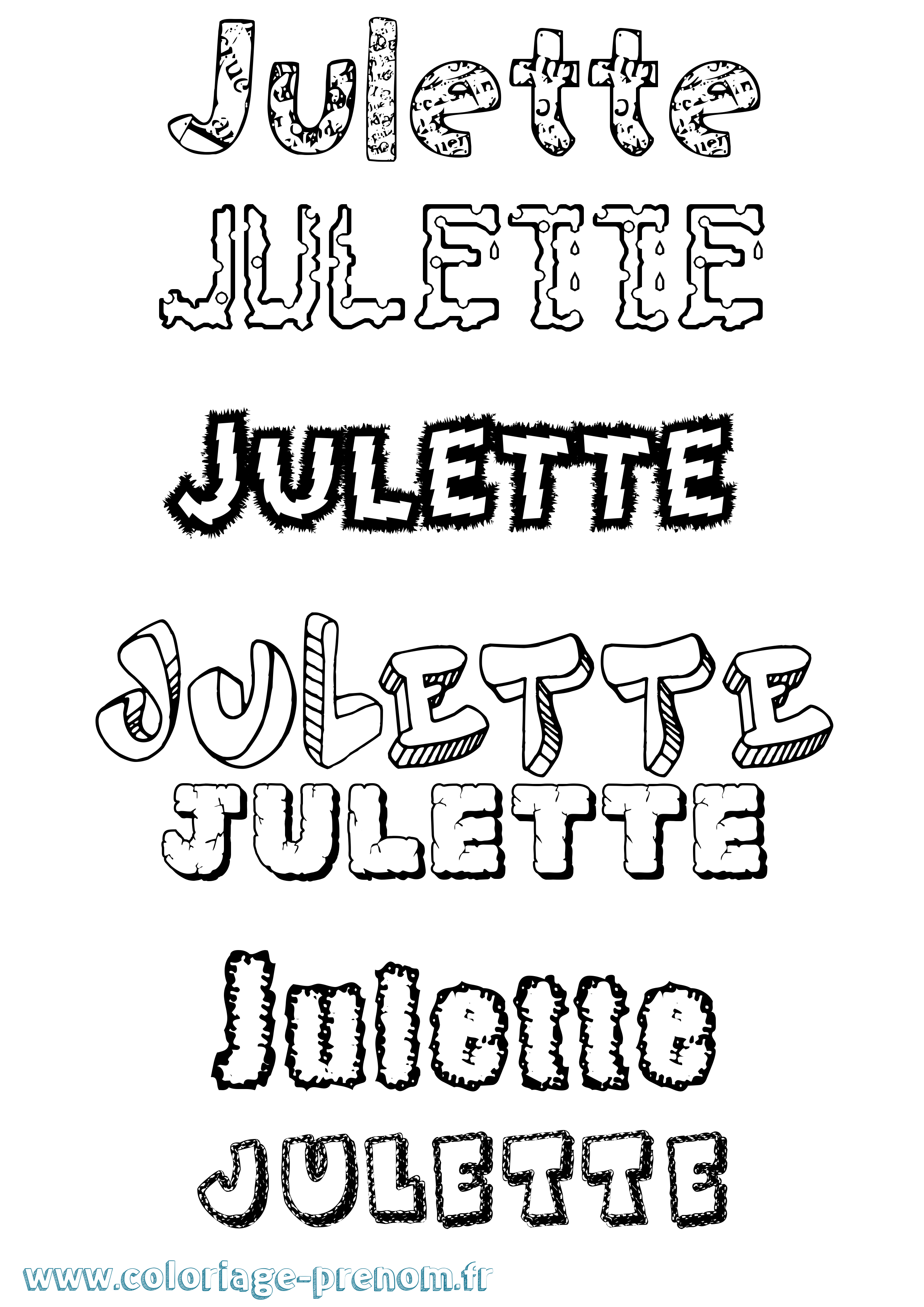 Coloriage prénom Julette Destructuré
