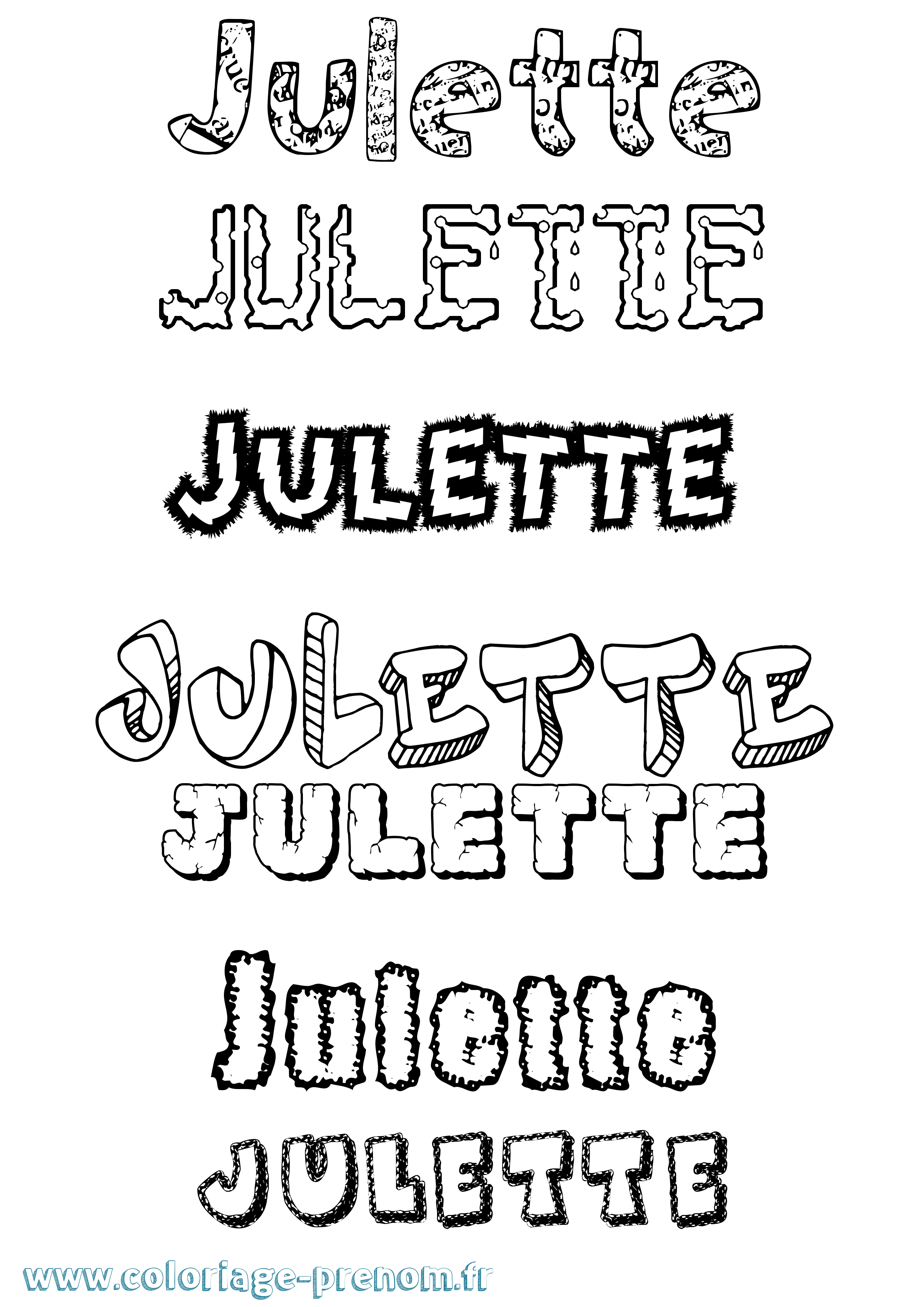 Coloriage Julette Destructuré Coloriage prénom Julette Destructuré