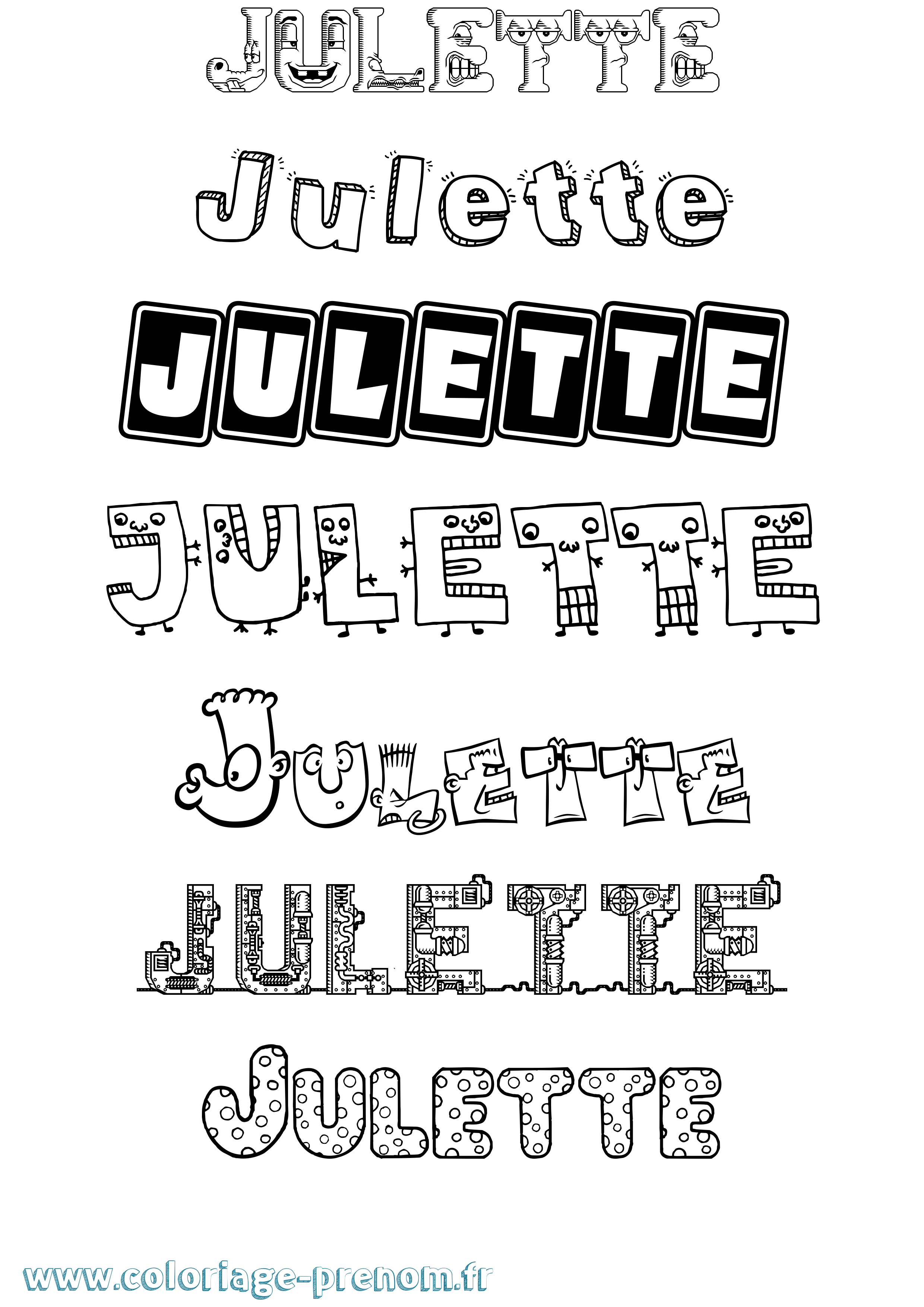 Coloriage Julette Fun Coloriage prénom Julette Fun