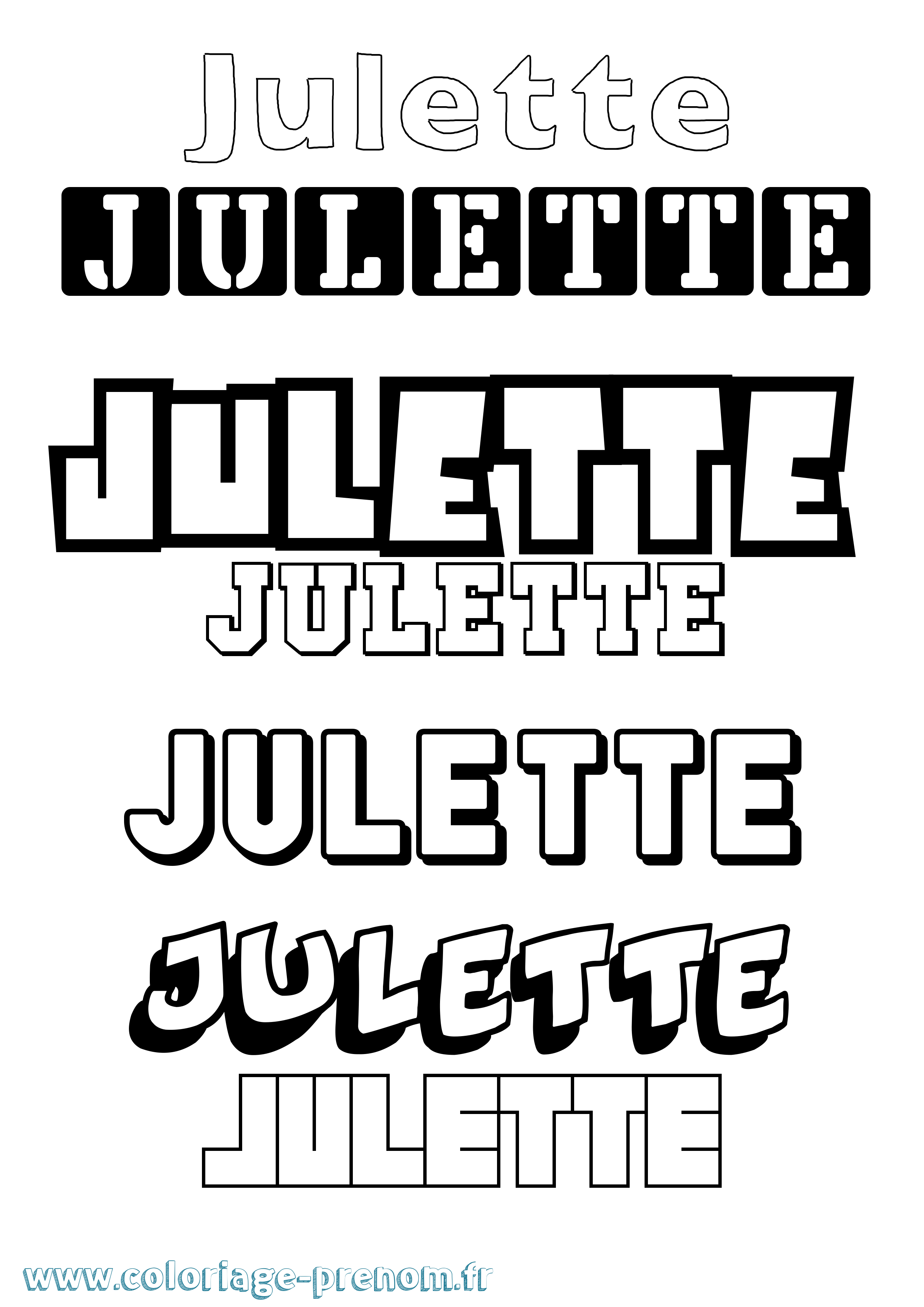 Coloriage Julette Simple Coloriage prénom Julette Simple