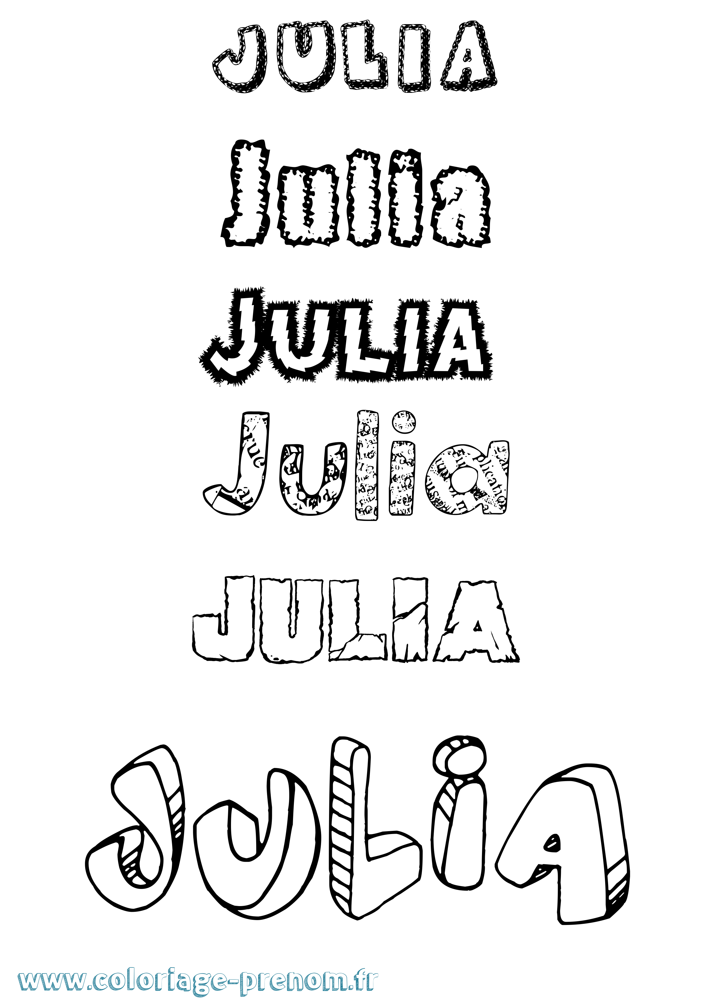 Coloriage prénom Julia Destructuré