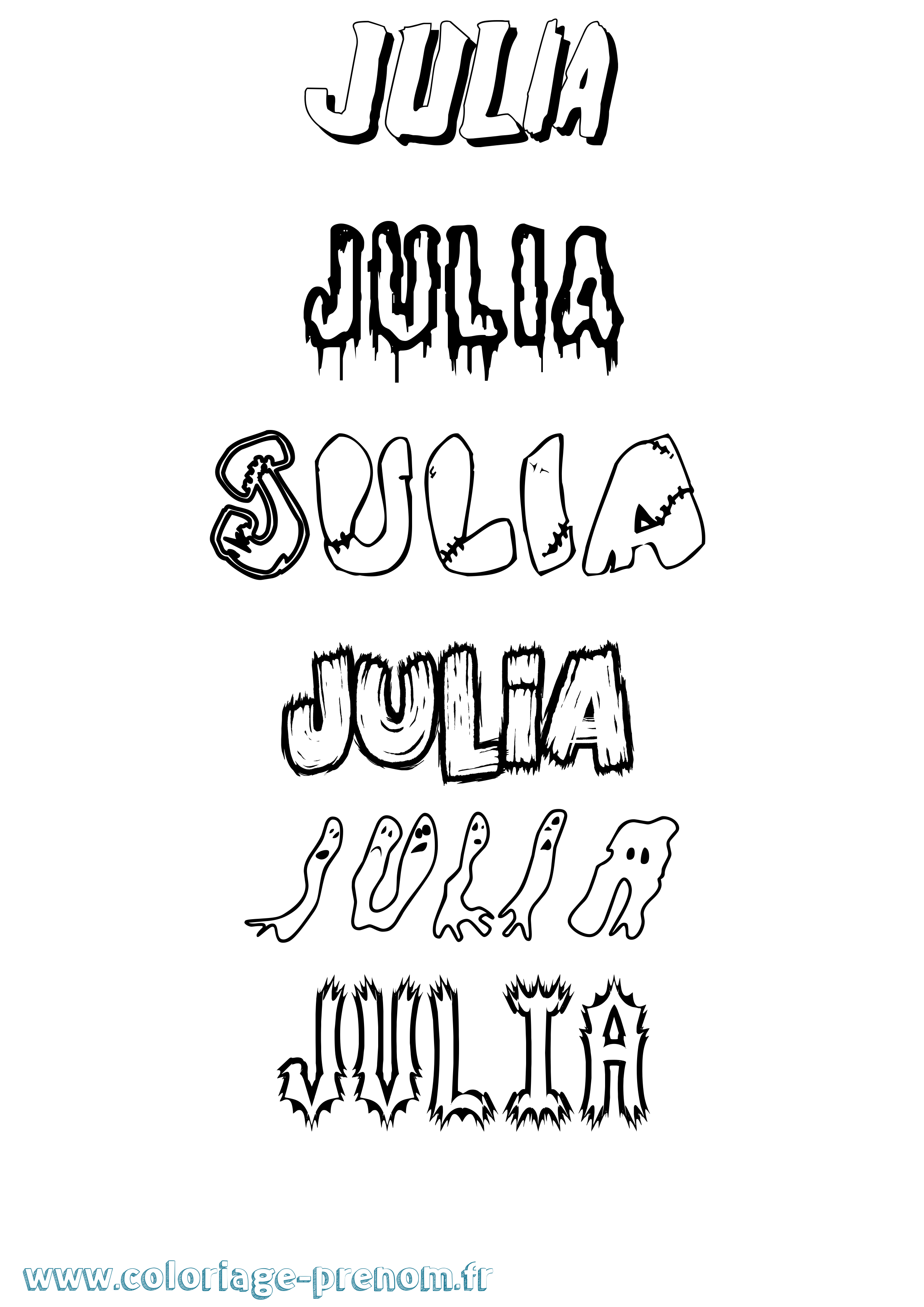 Coloriage prénom Julia Frisson