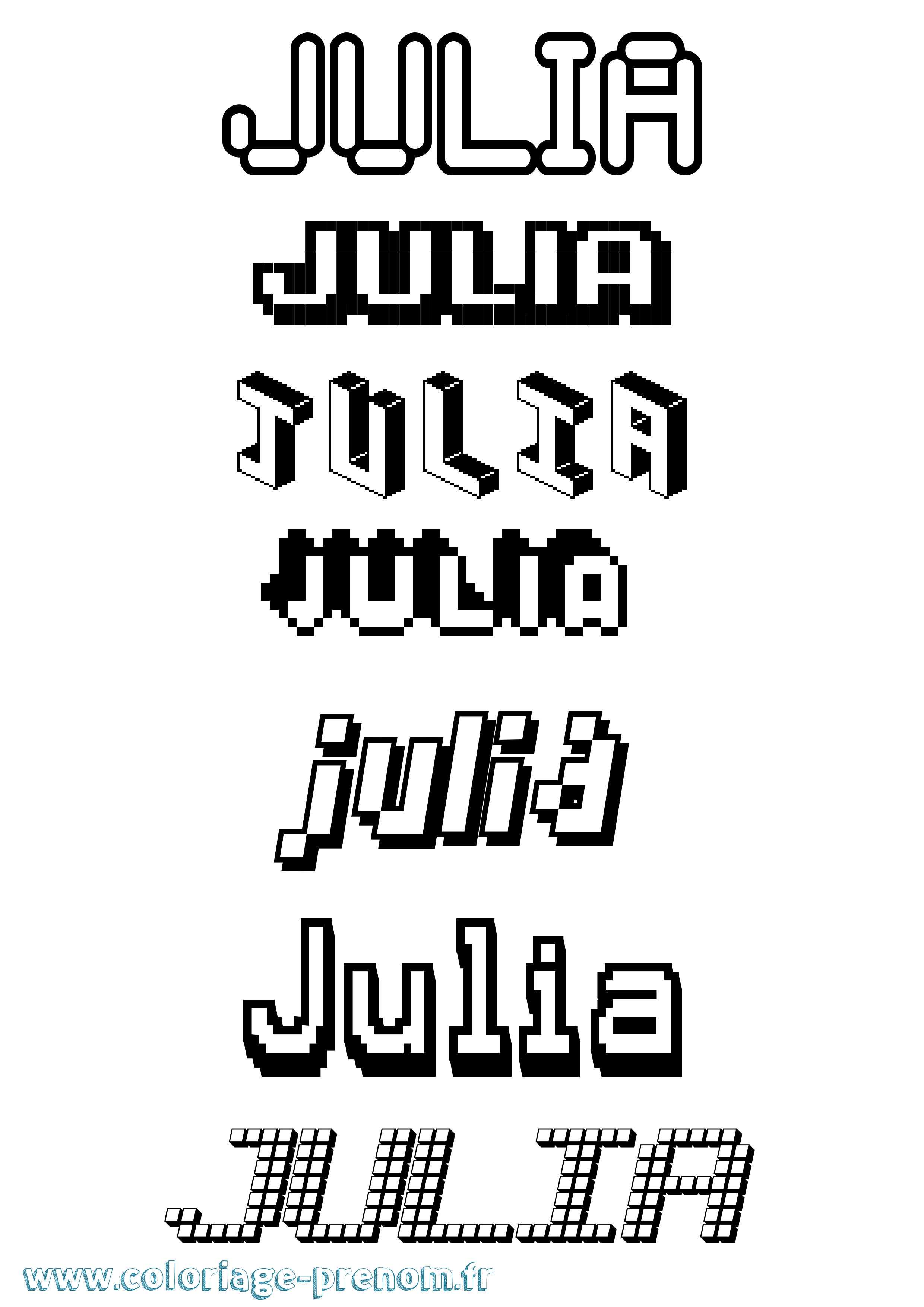 Coloriage prénom Julia Pixel