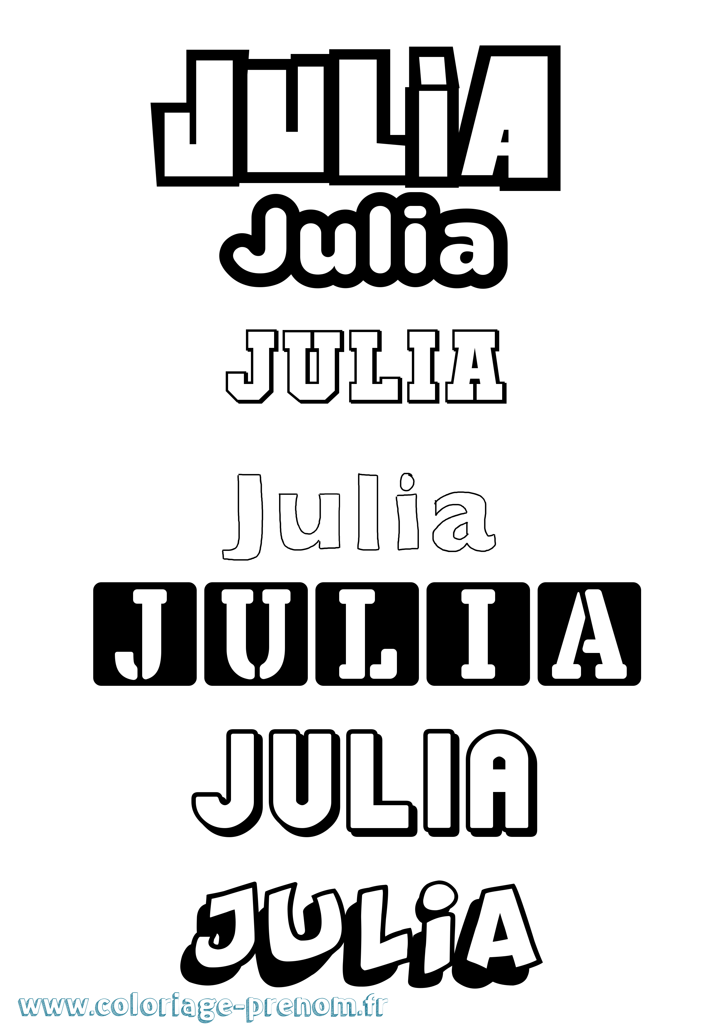 Coloriage prénom Julia Simple