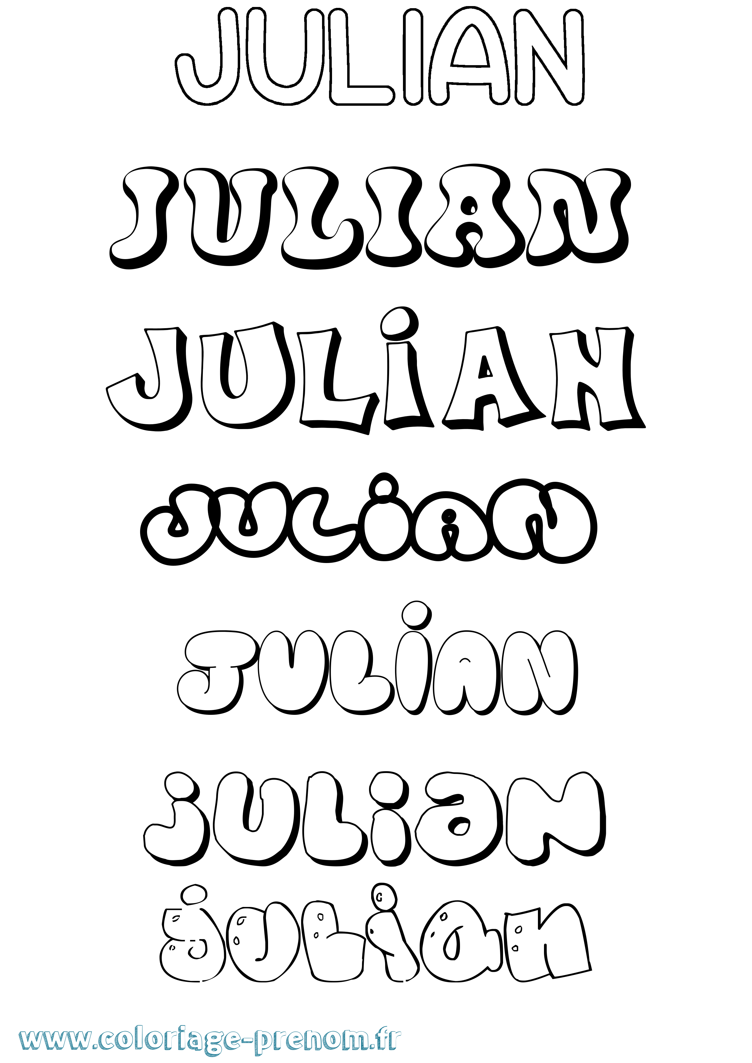 Coloriage prénom Julian Bubble