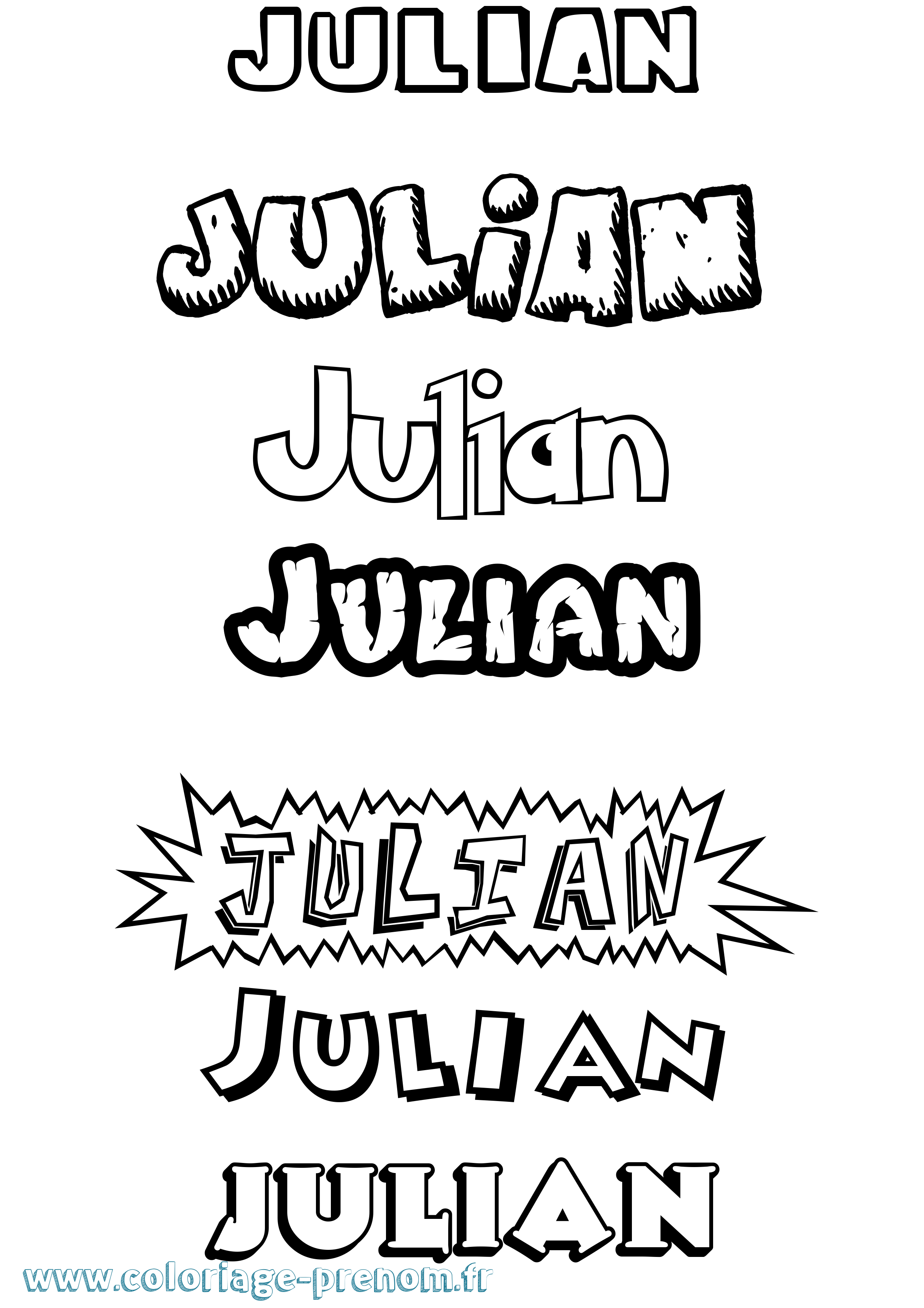 Coloriage prénom Julian Dessin Animé