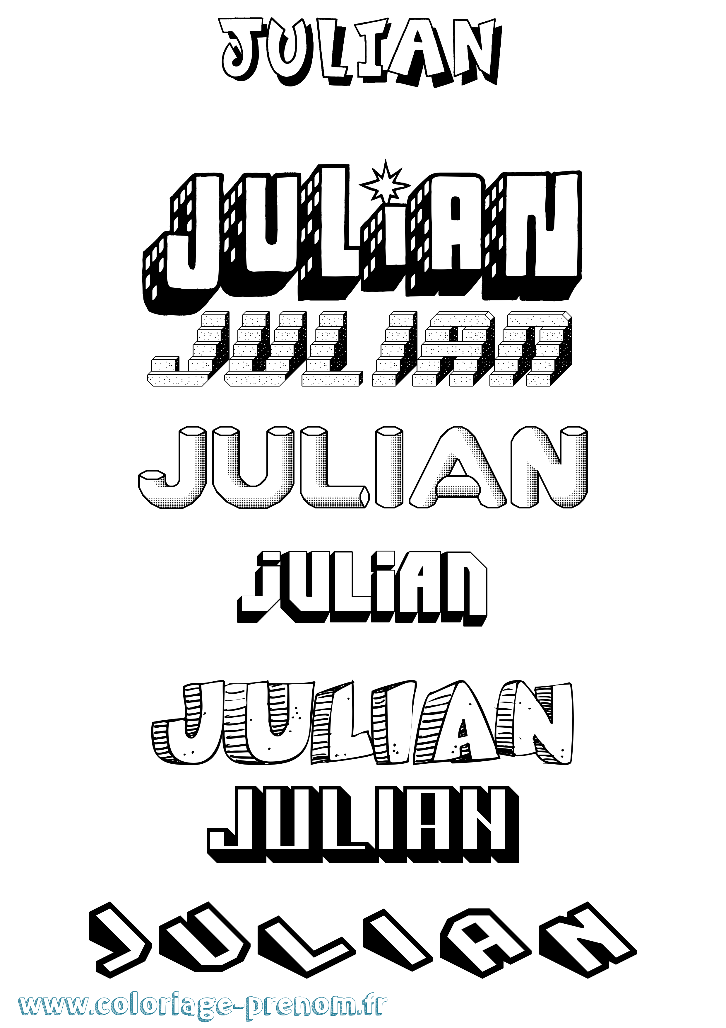 Coloriage prénom Julian Effet 3D